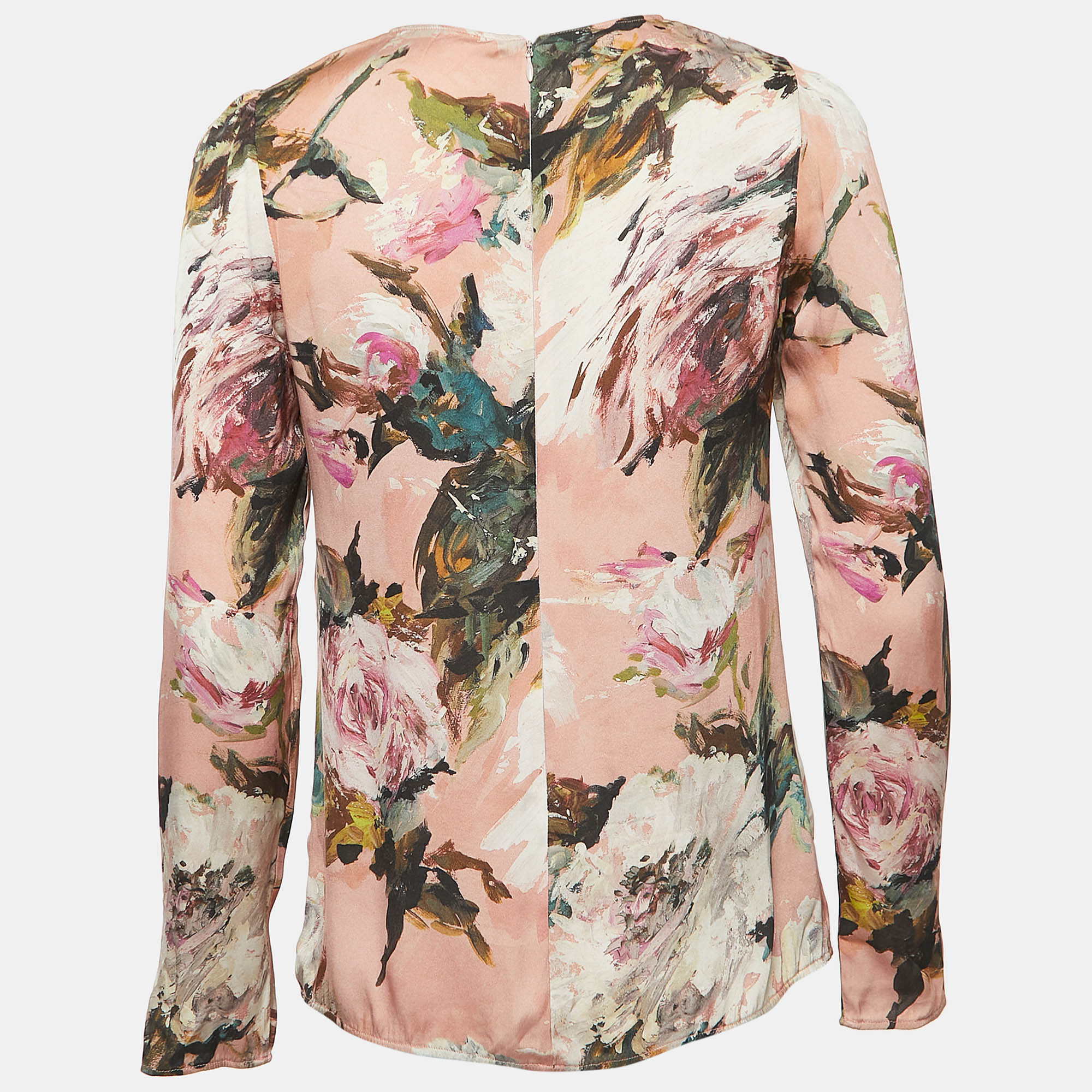 

Dolce & Gabbana Pink Floral Print Silk Blend Long Sleeve Blouse