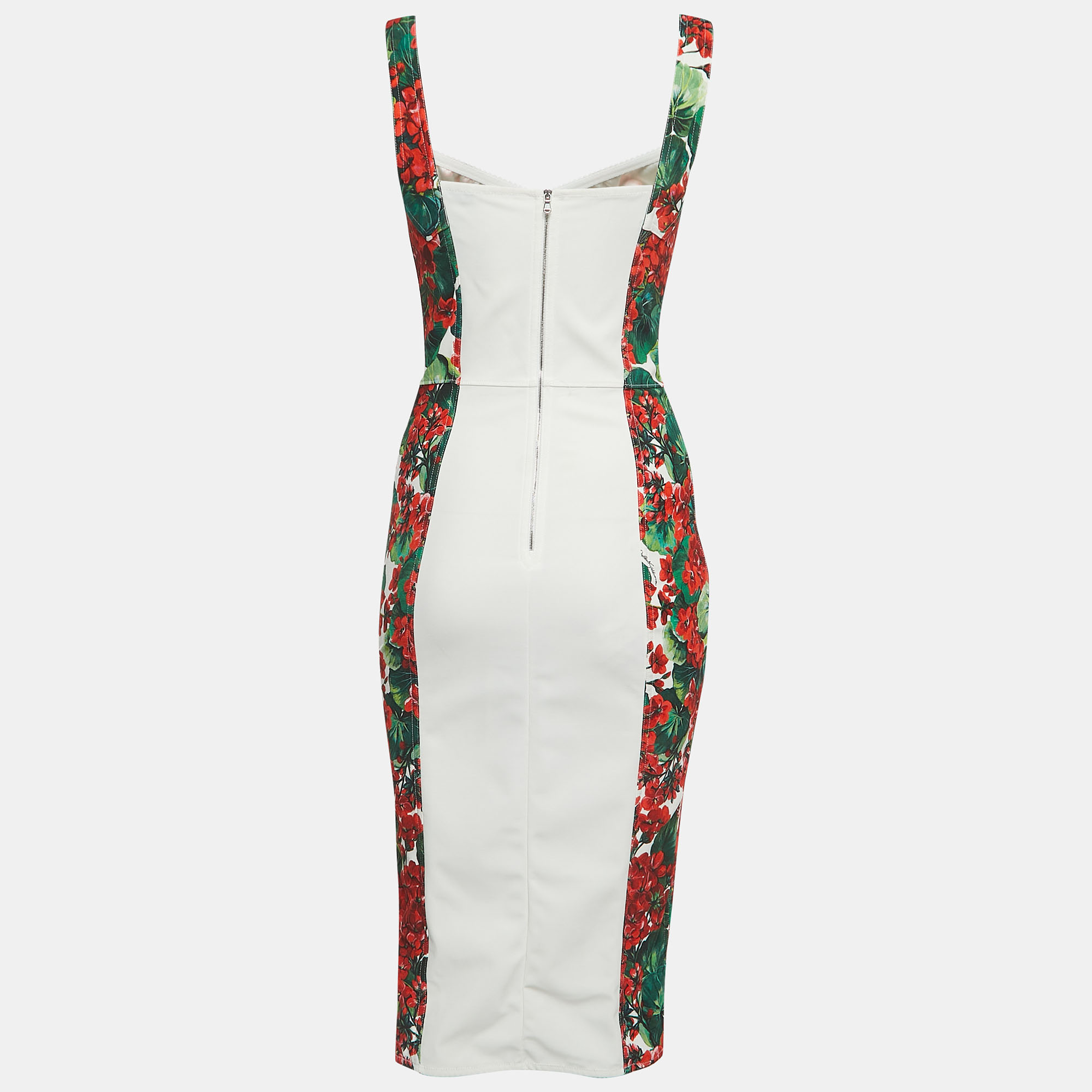 

Dolce & Gabbana Green/Red Floral Print Crepe Sleeveless Midi Dress