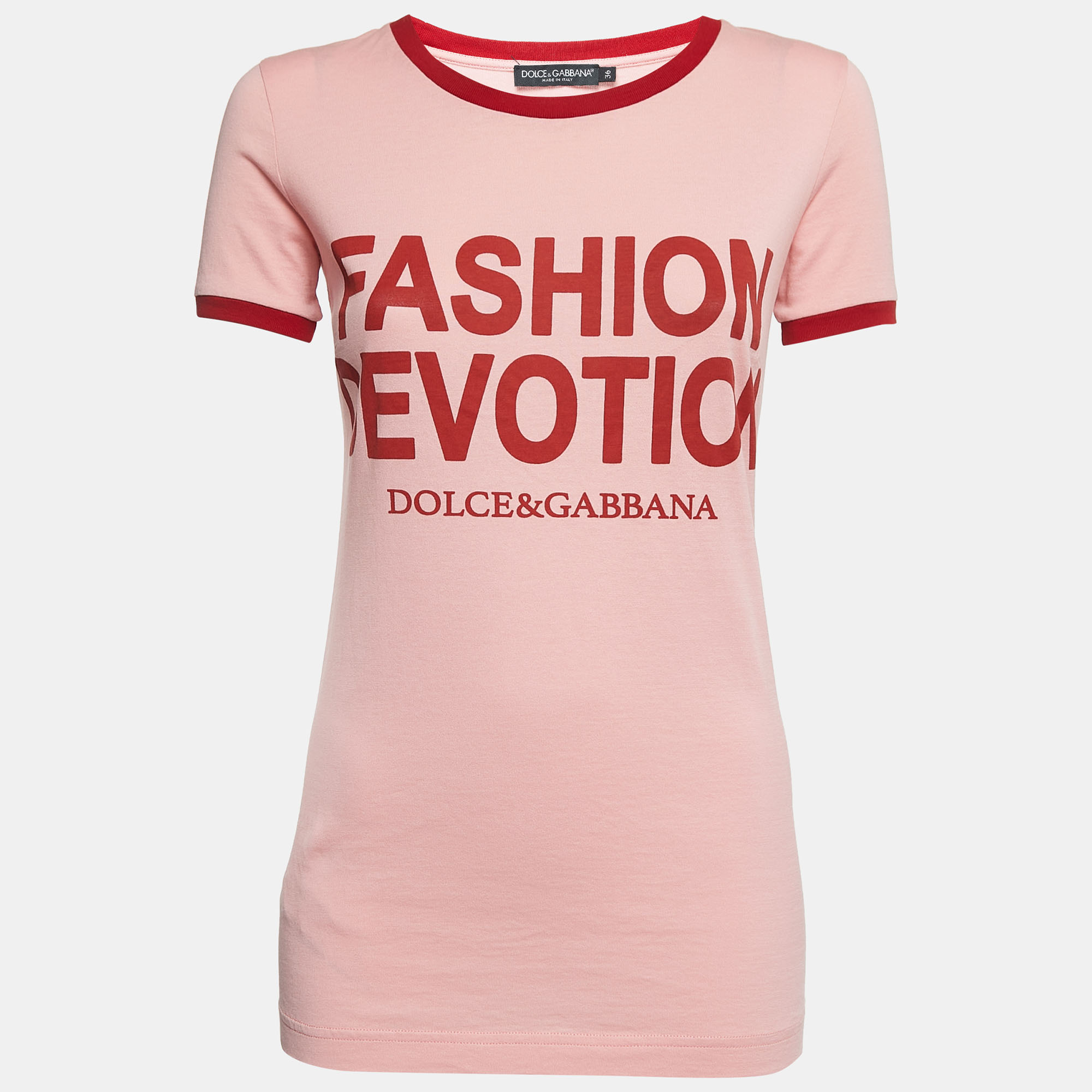 

Dolce & Gabbana Pink Fashion Devotion Print Cotton T-Shirt