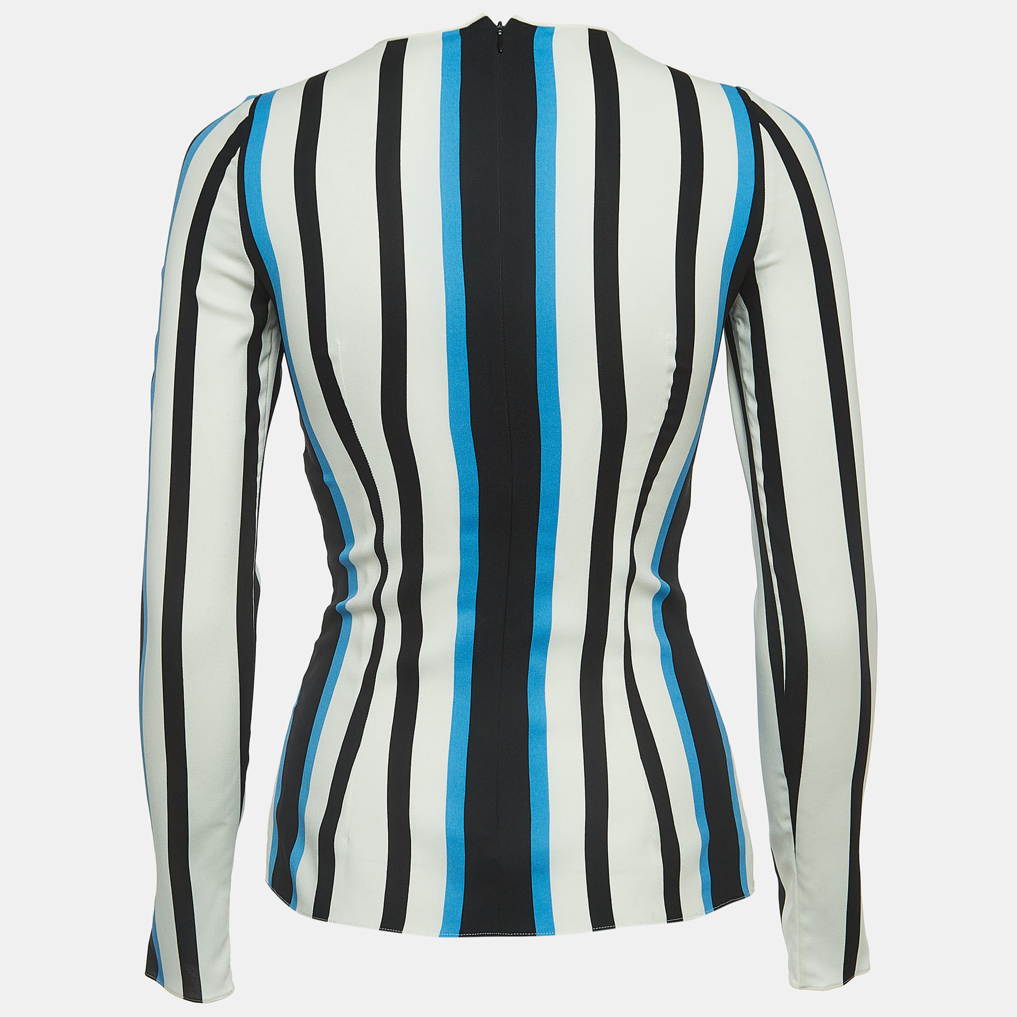 

Dolce & Gabbana Multicolor Striped Silk Long Sleeve Blouse