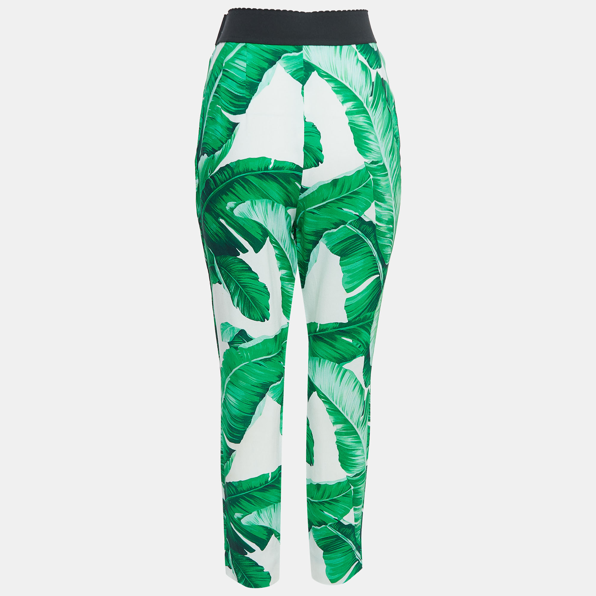 

Dolce & Gabbana White Leaves Print Crepe Pants
