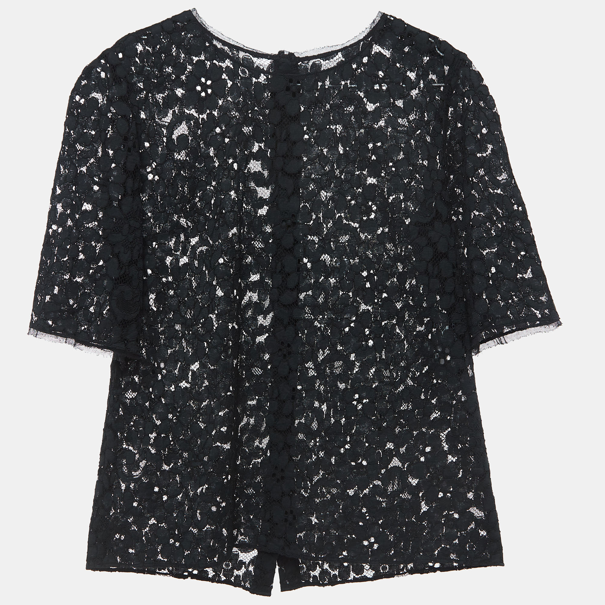 

Dolce & Gabbana Black Floral Lace Relaxed Fit Blouse