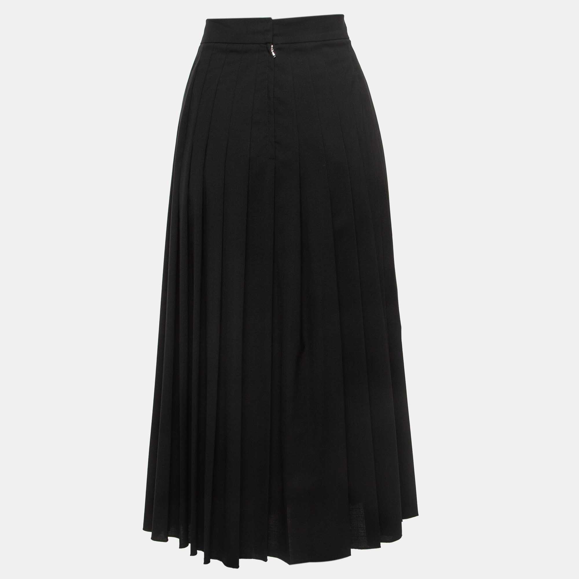 

Dolce & Gabbana Black Wool Pleated Midi Skirt 2XL