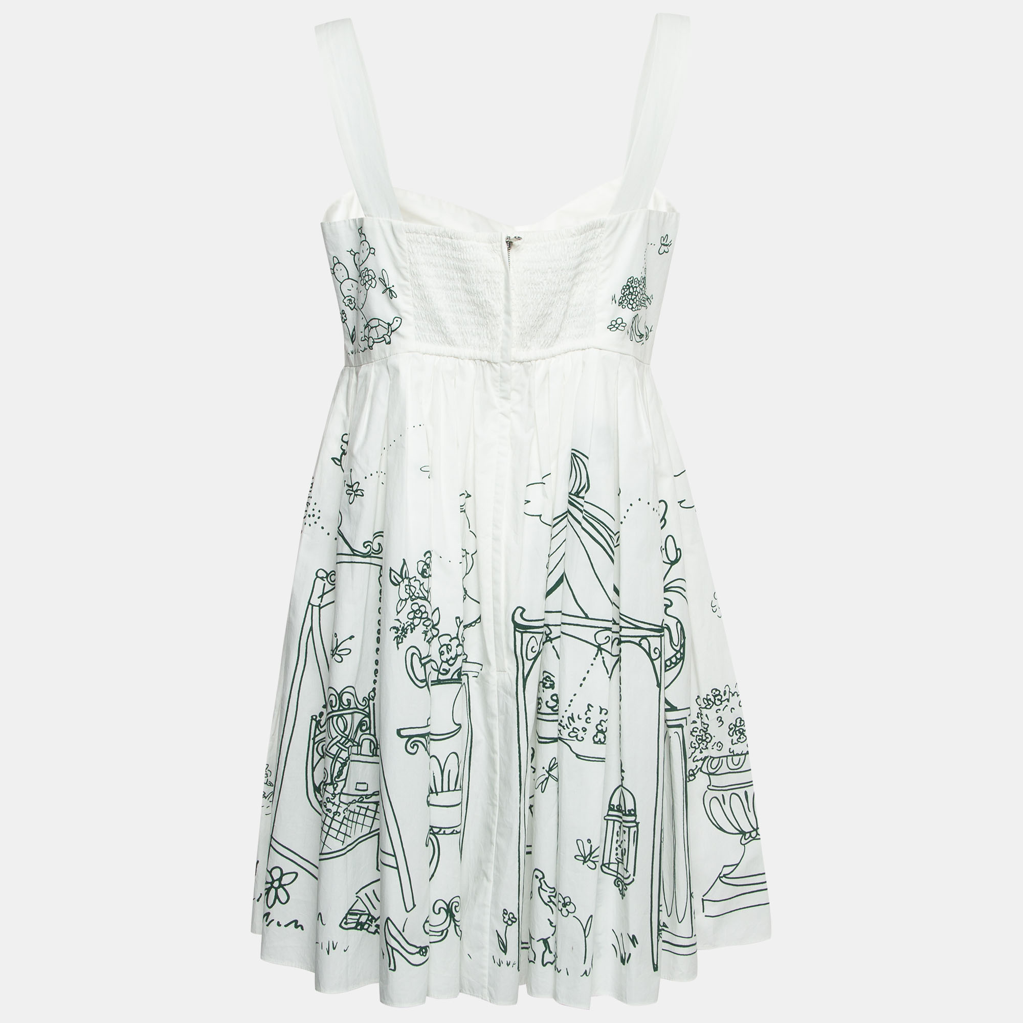 

Dolce & Gabbana White/Green Printed Cotton Mini Dress
