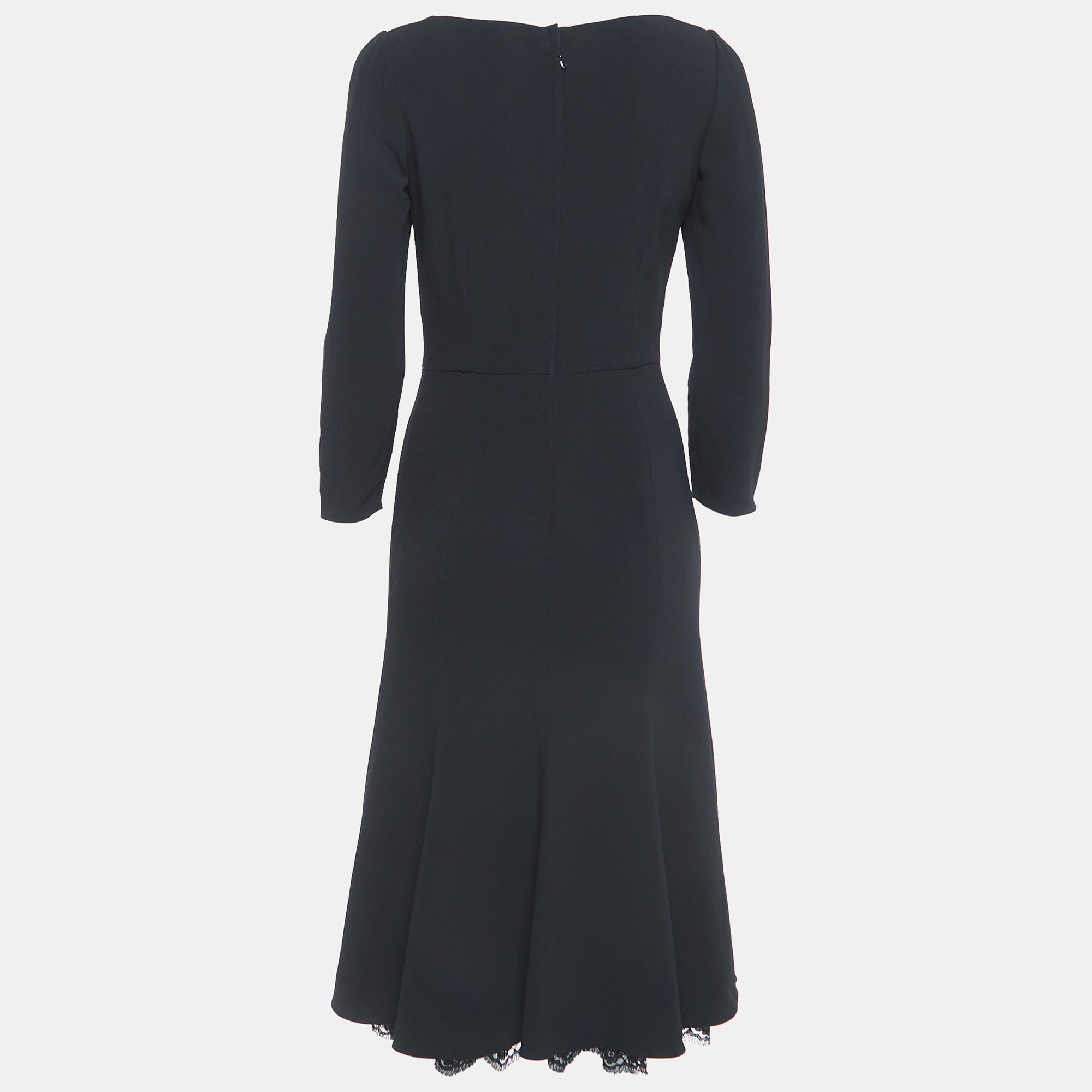 

Dolce & Gabbana Black Crepe Long Sleeve Midi Dress