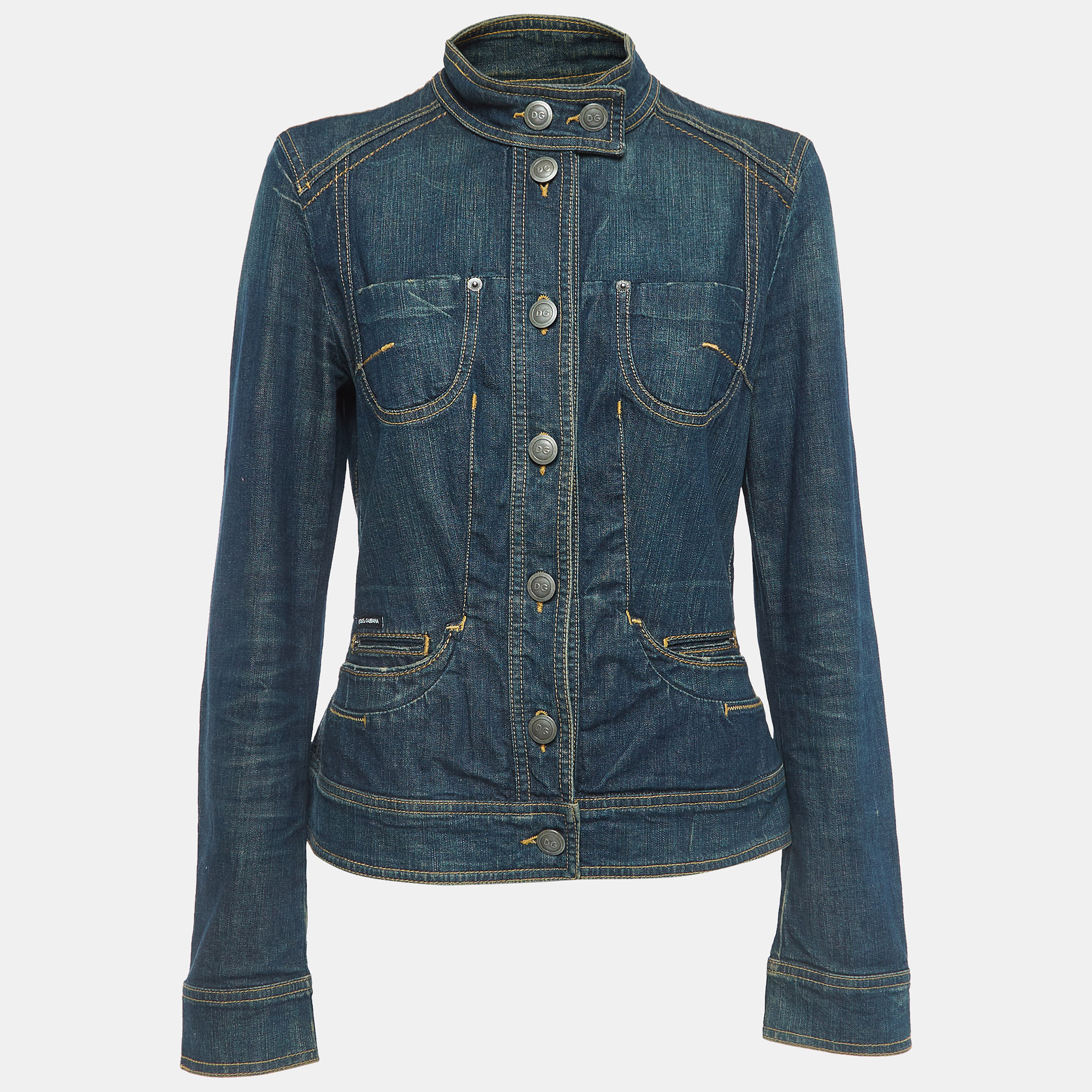 Pre Owned Dolce & Gabbana Blue Washed Denim Button Front Jacket M