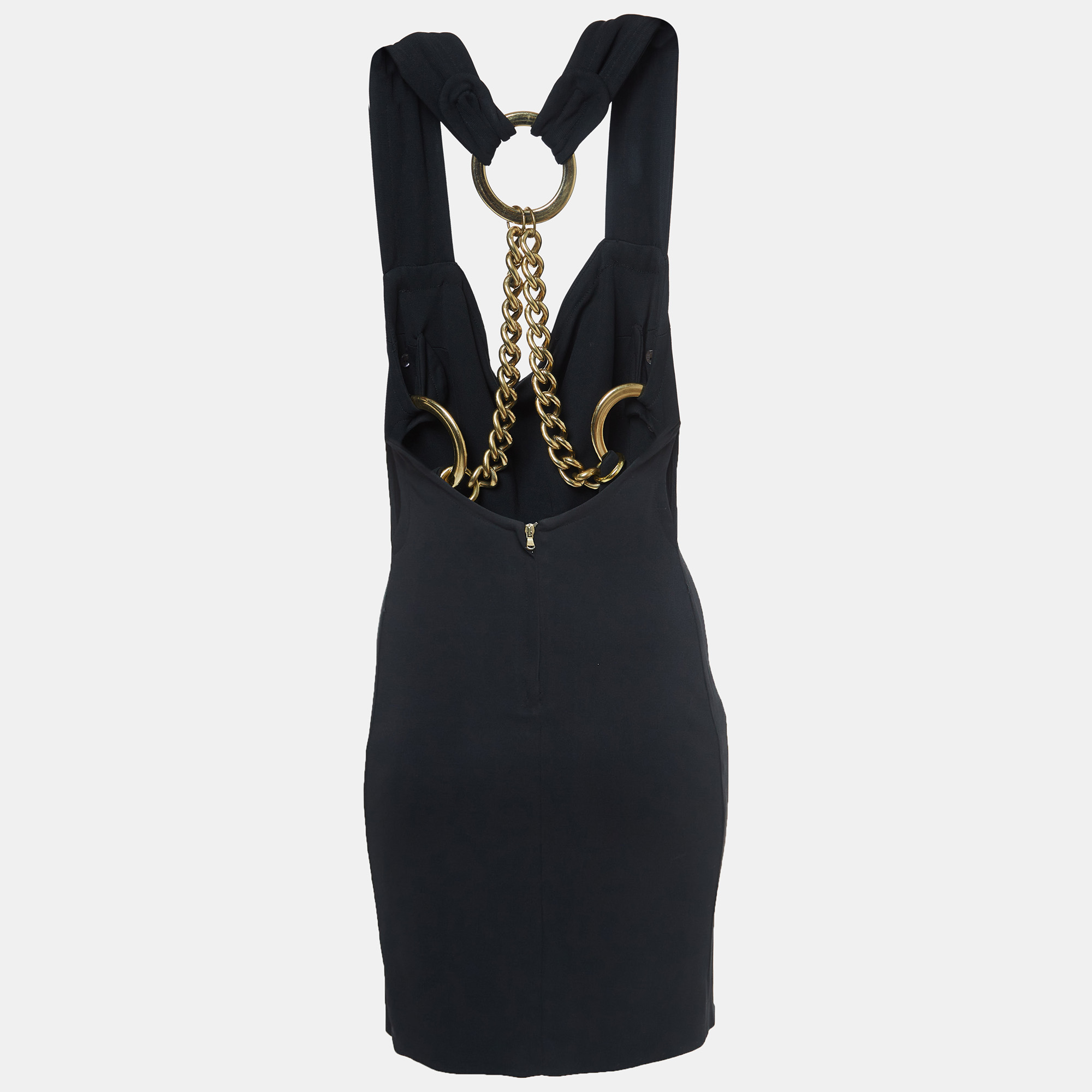 

Dolce & Gabbana Black Crepe Back Chain Detail Mini Dress