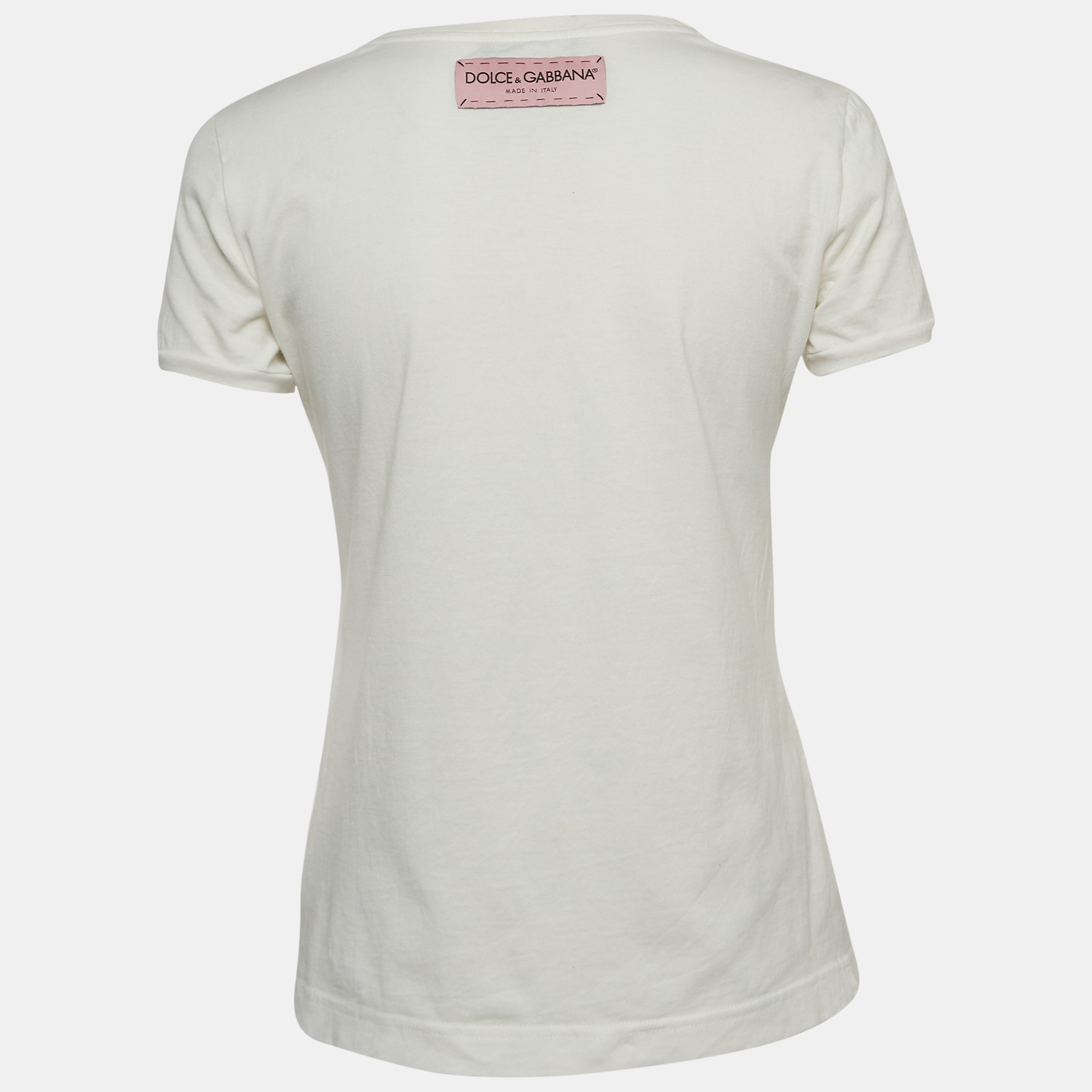 

Dolce & Gabbana White Floral Printed Cotton T-Shirt