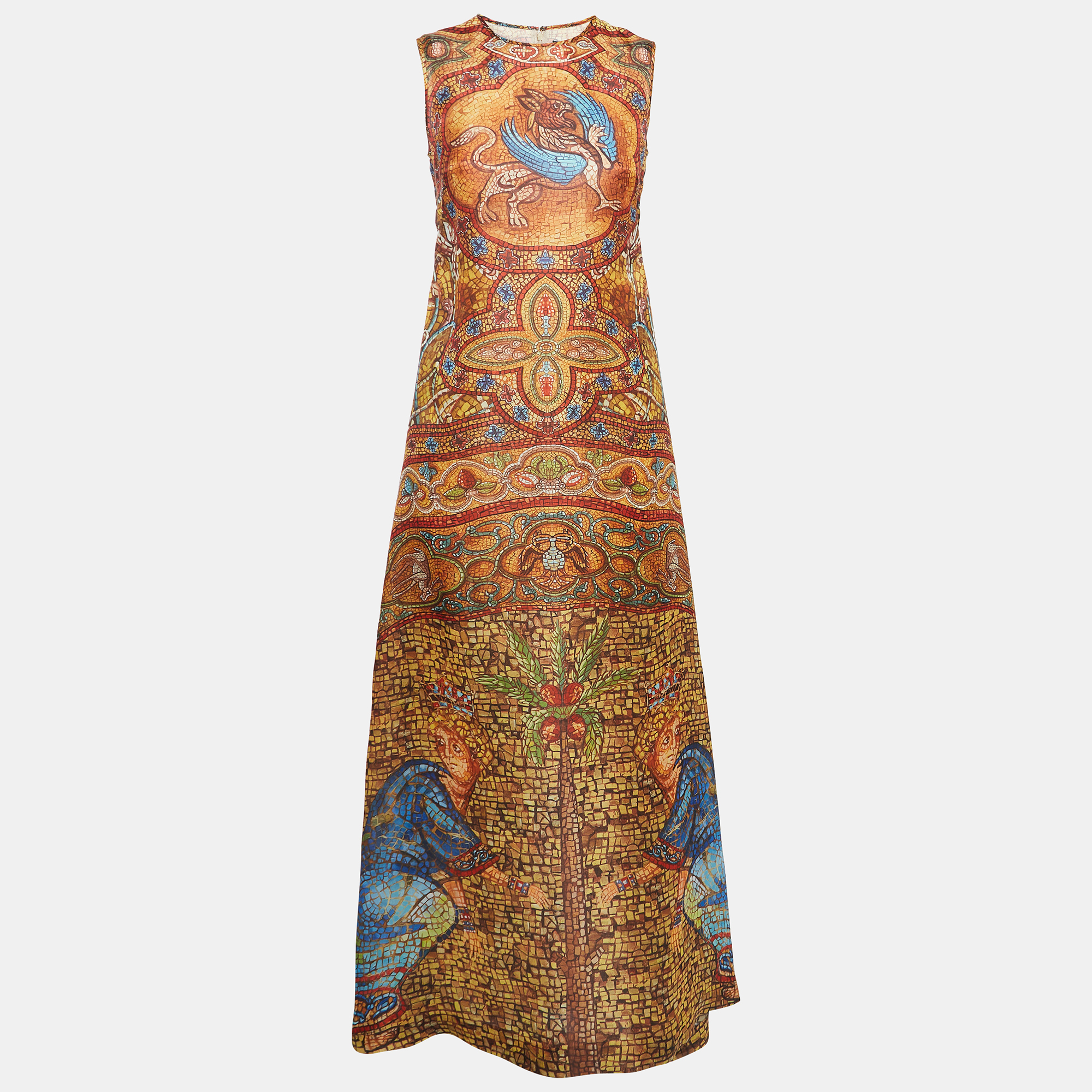 

Dolce & Gabbana Multicolor Print Silk Sleeveless Maxi Dress