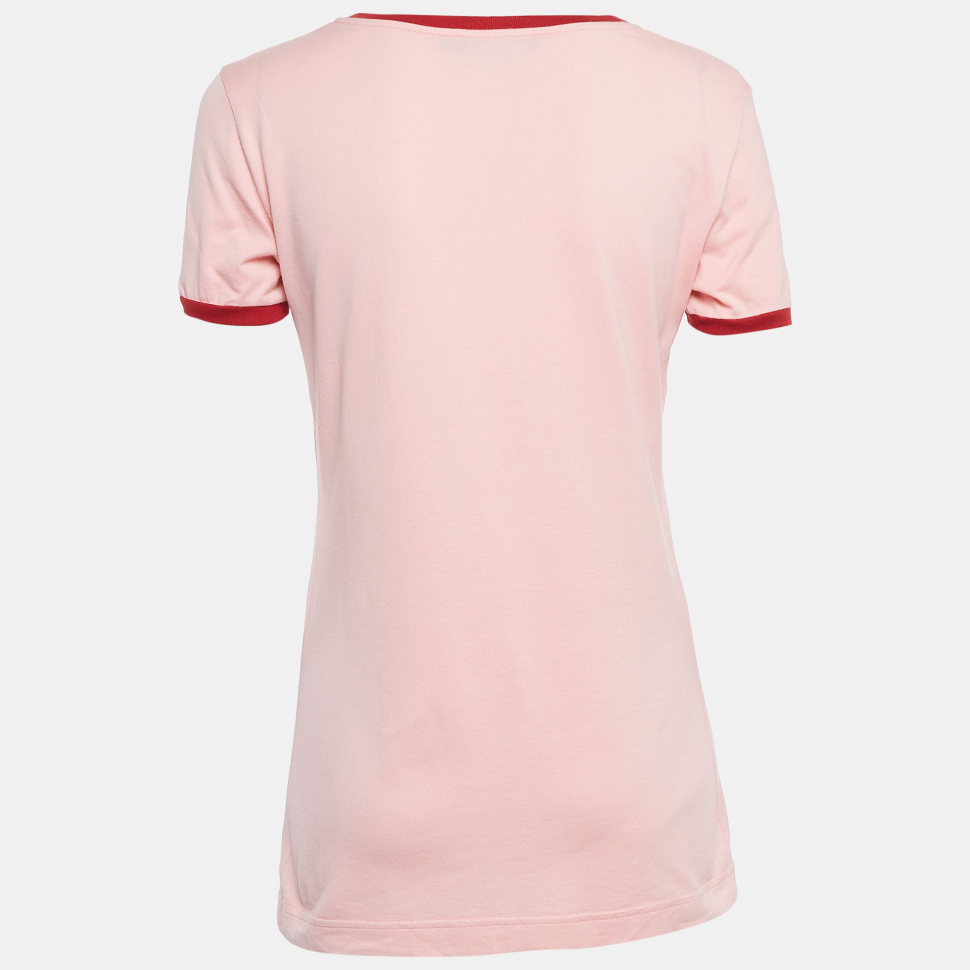 

Dolce & Gabbana Light Pink Logo Print Cotton Half Sleeve T-Shirt