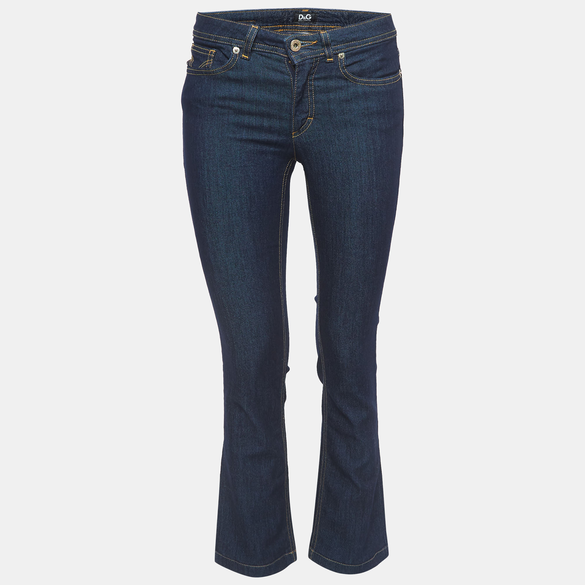Pre-owned Dolce & Gabbana Dark Blue Denim Slimmy Tight Jeans S Waist 24 In Navy Blue