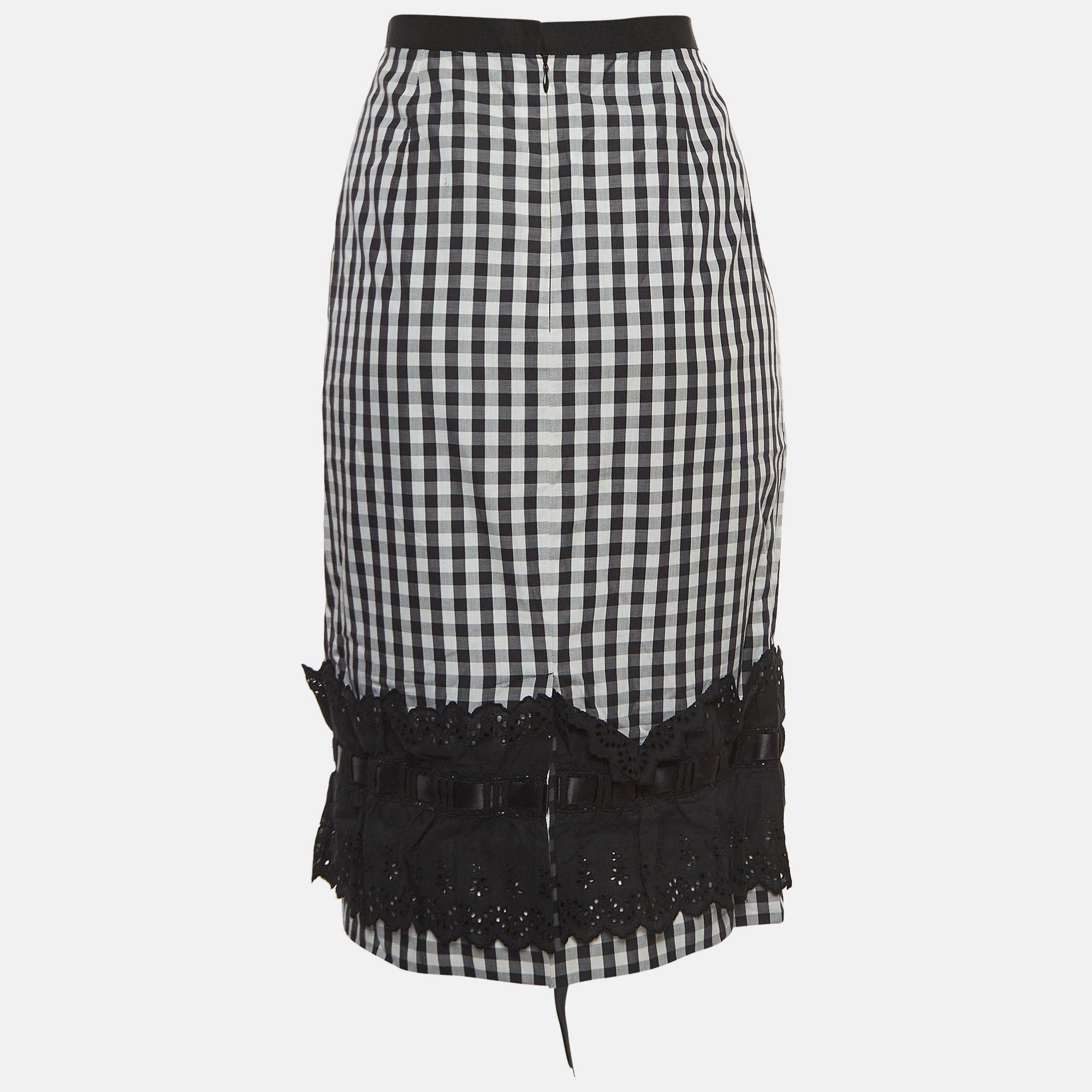 

Dolce & Gabbana Black Checked Cotton Midi Skirt