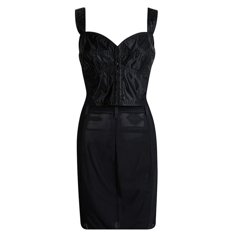 Pre Owned Dolce and Gabbana Vintage Black Bustier and Skirt Set L