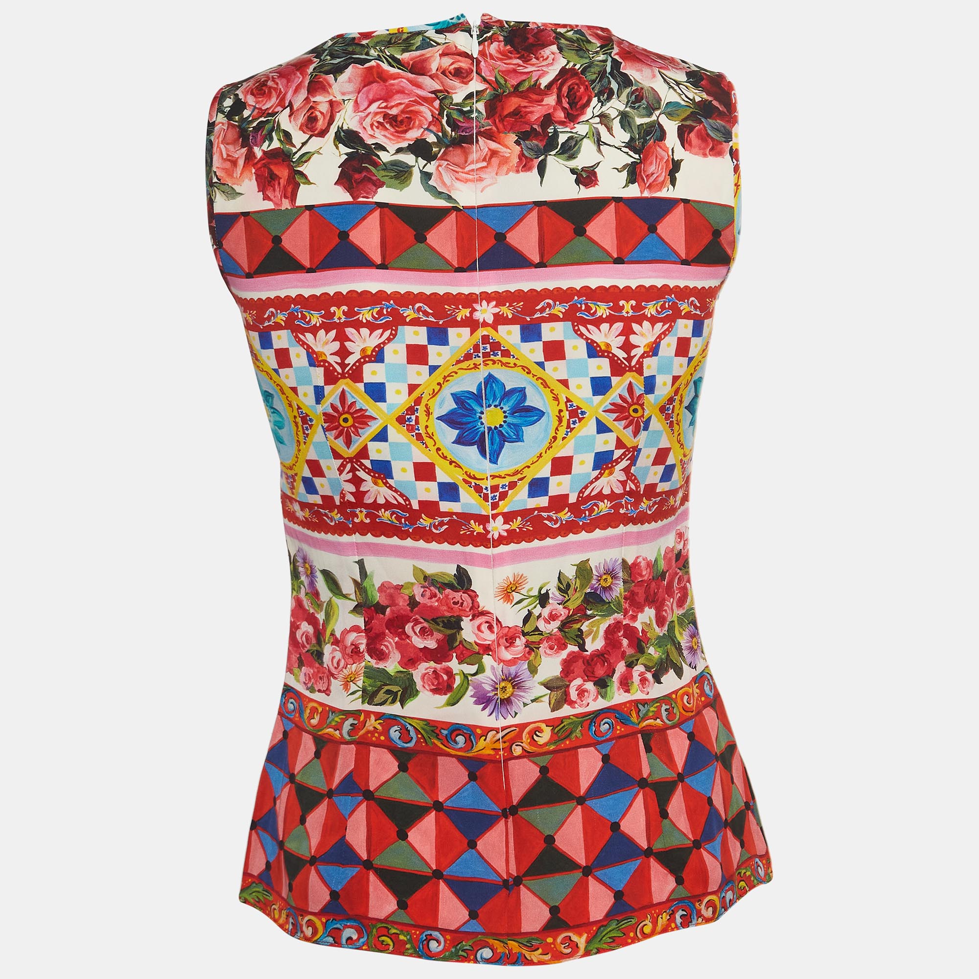 

Dolce & Gabbana Multicolor Mambo Print Silk Sleeveless Top