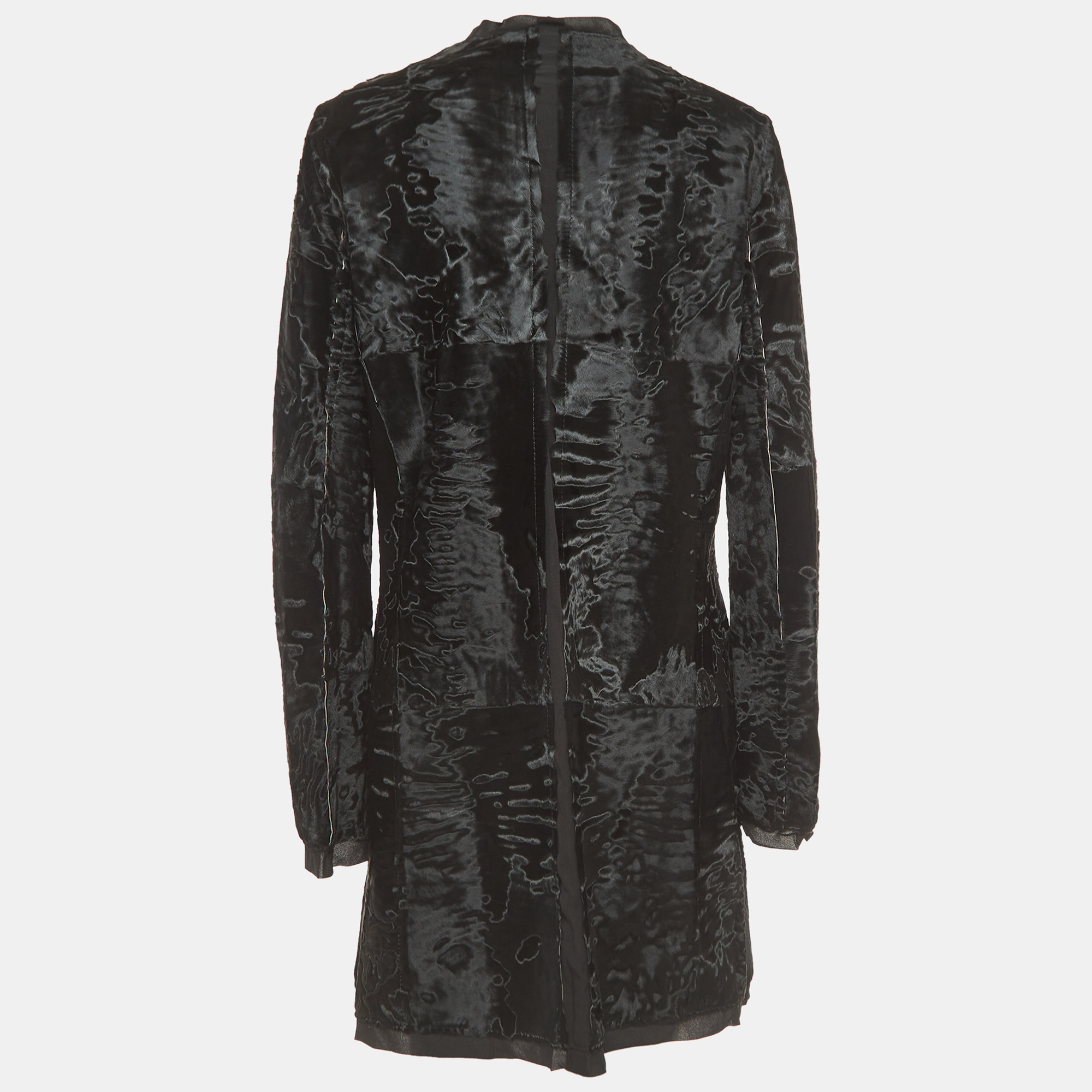

Dolce & Gabbana Black Persian Lambskin Buttoned Mid Length Coat