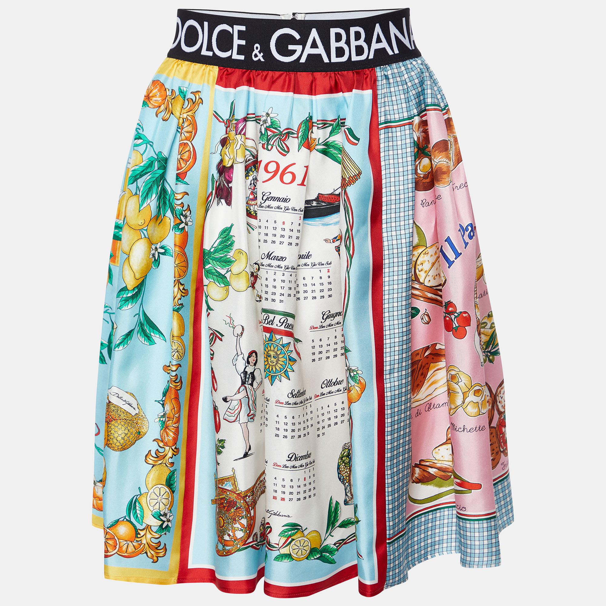

Dolce & Gabbana Multicolor Printed Silk Mixed Panel Mini Skirt