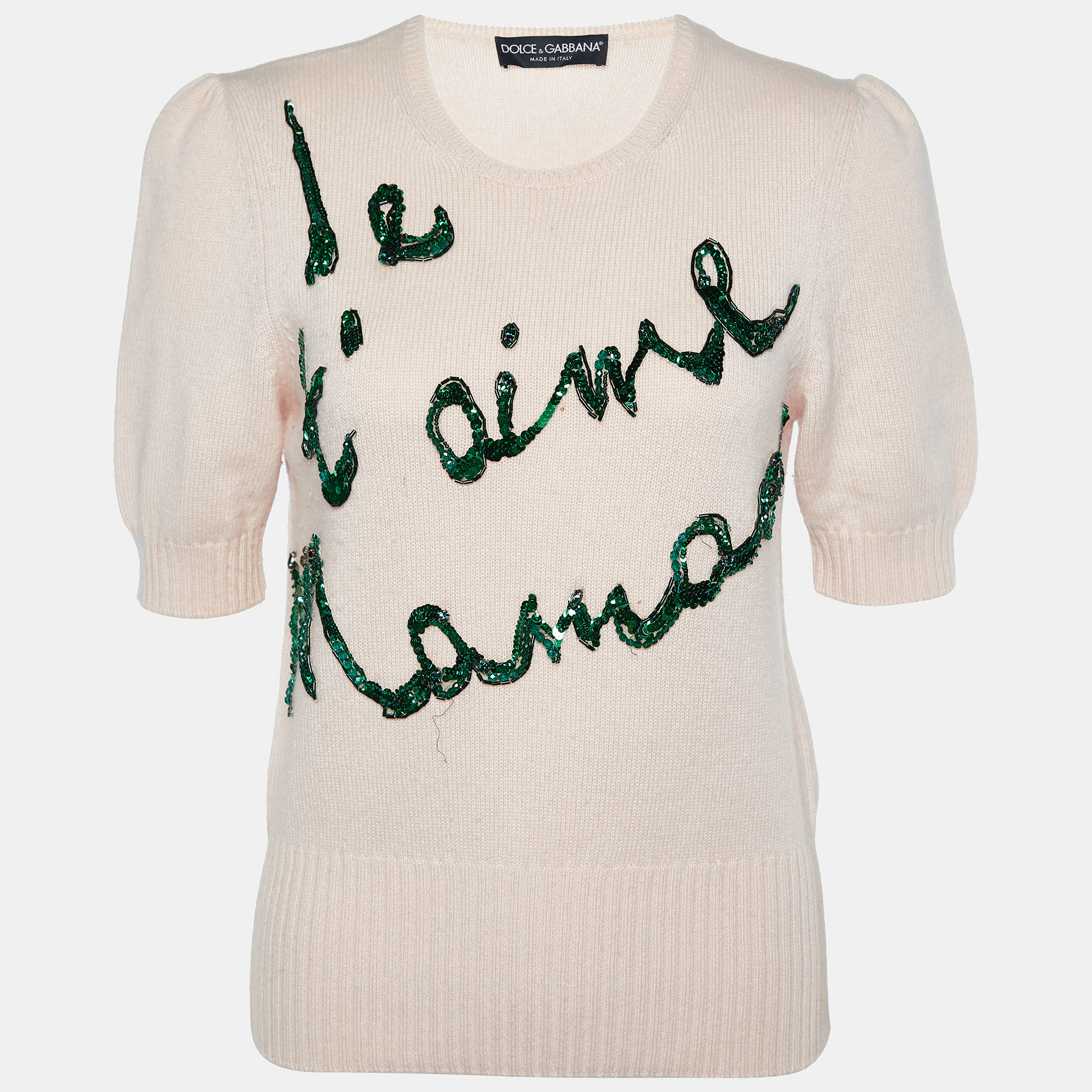 

Dolce & Gabbana Light Pink Je T'aime Mama Cashmere Sweater