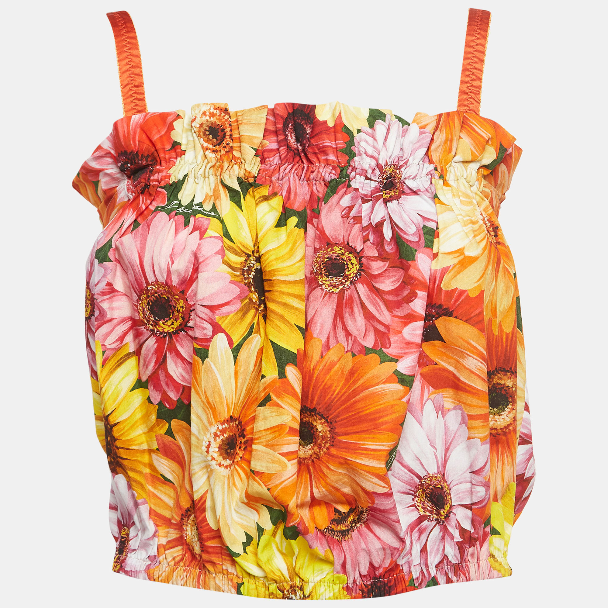 

Dolce & Gabbana Multicolor Floral Print Cotton Crop Top
