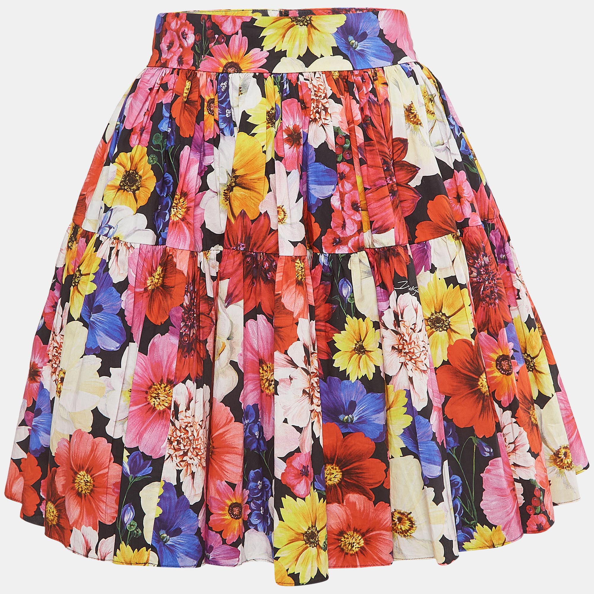 Pre-owned Dolce & Gabbana Multicolor Floral Printed Cotton Poplin Short Skirt S