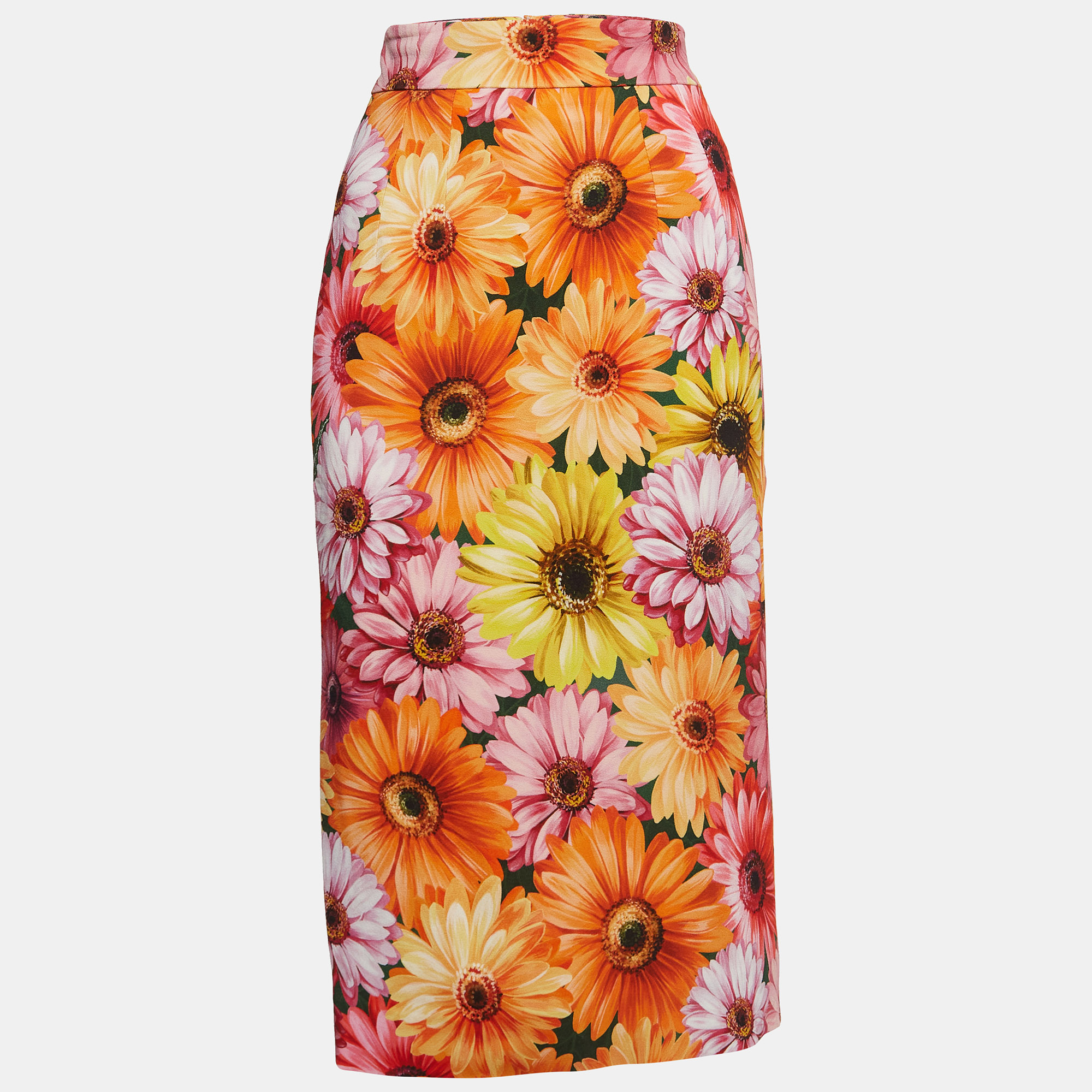 Pre-owned Dolce & Gabbana Multicolor Floral Print Crepe Pencil Skirt S
