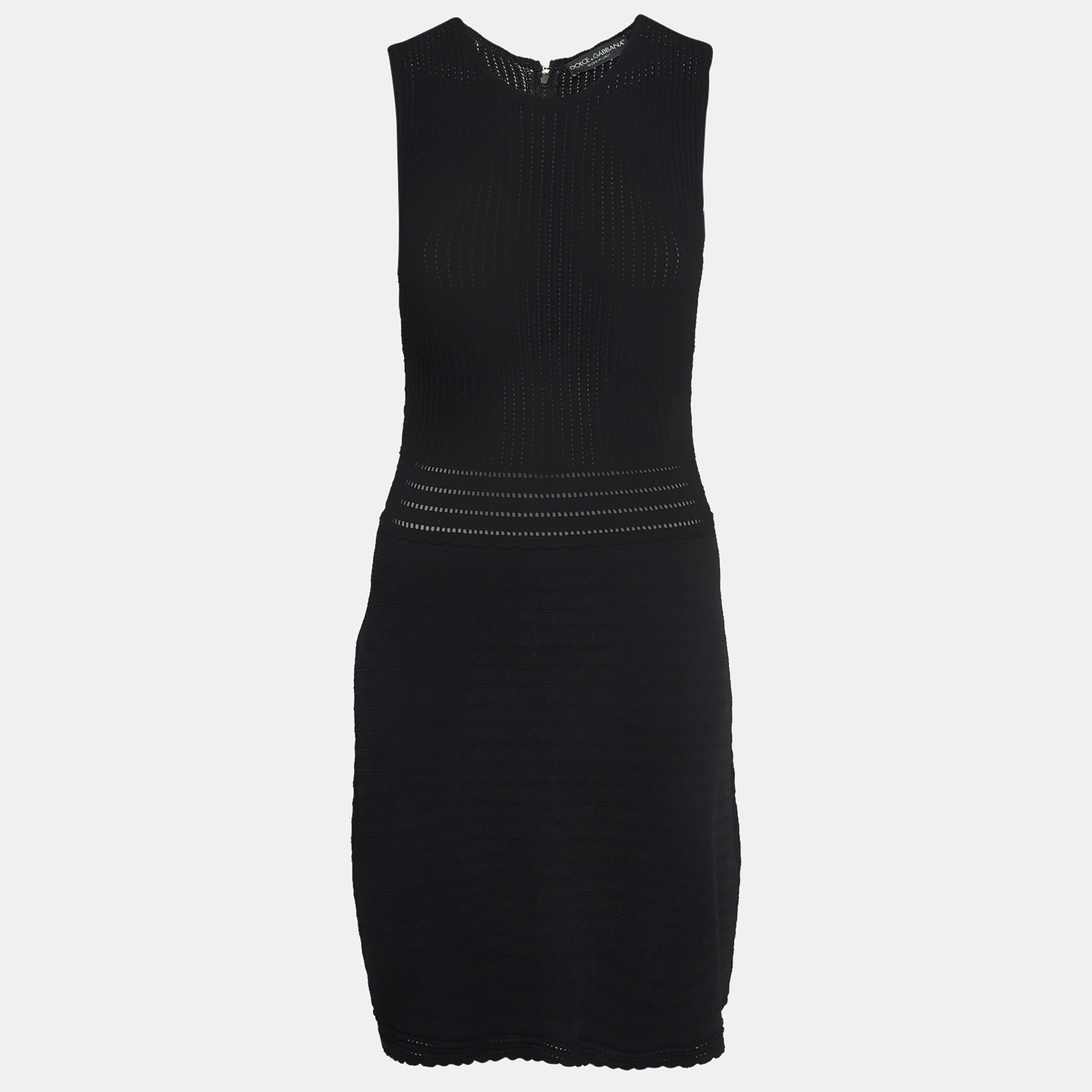 

Dolce & Gabbana Black Knit Flared Sleeveless Mini Dress