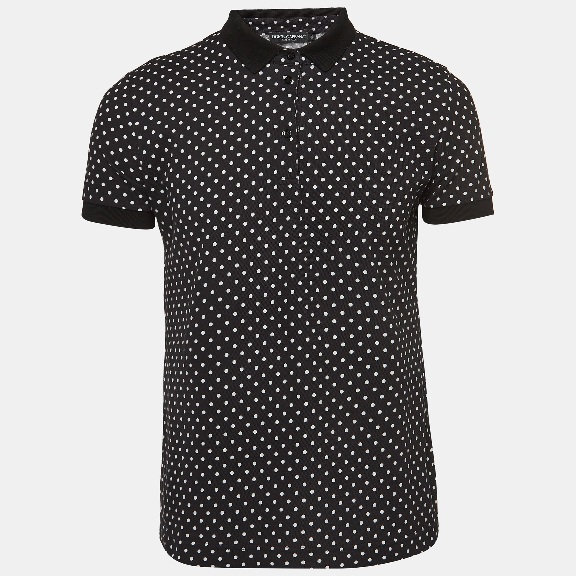 

Dolce & Gabbana Black Polka Dots Cotton Pique Polo T-Shirt