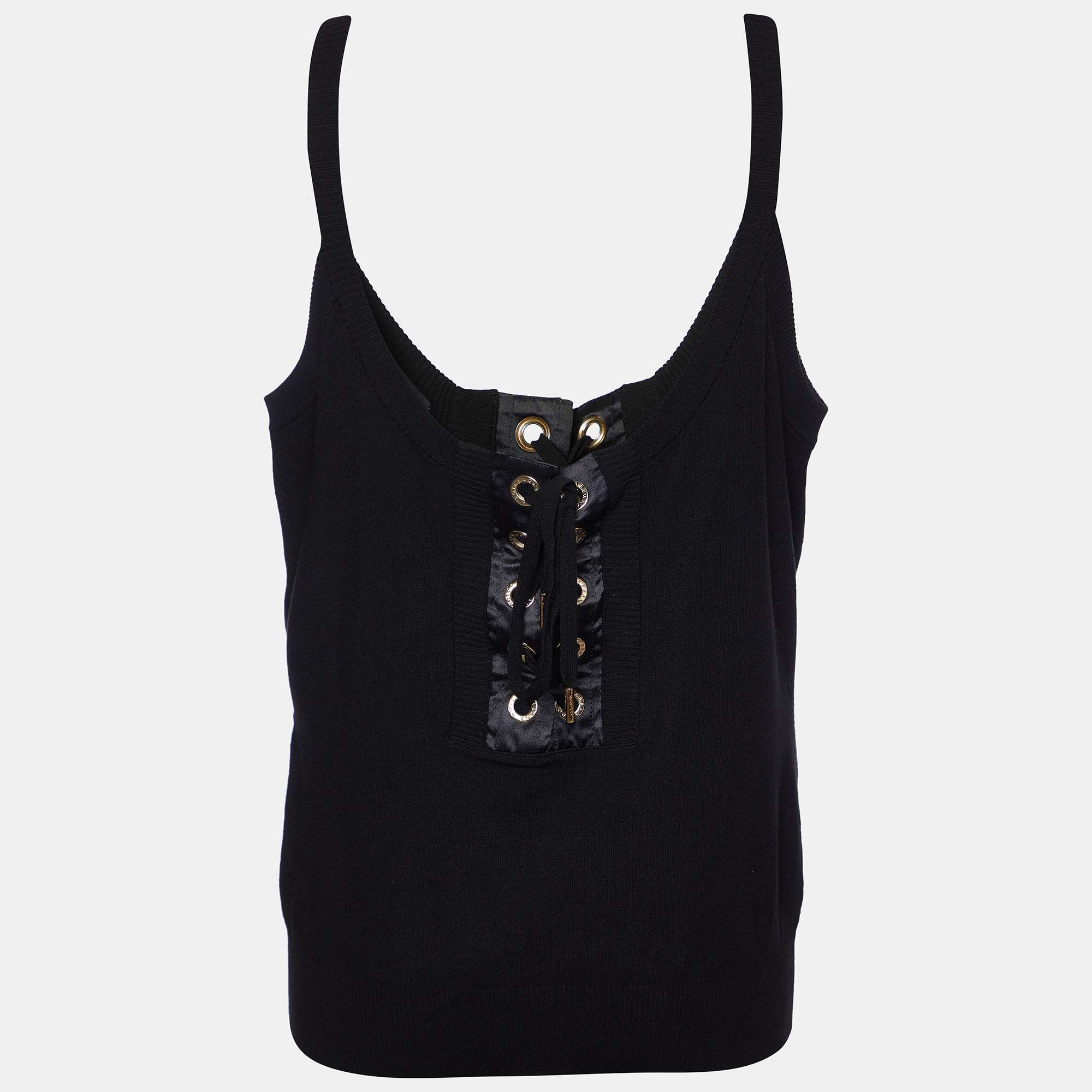 

Dolce & Gabbana Black Knit Lace up Tank Top