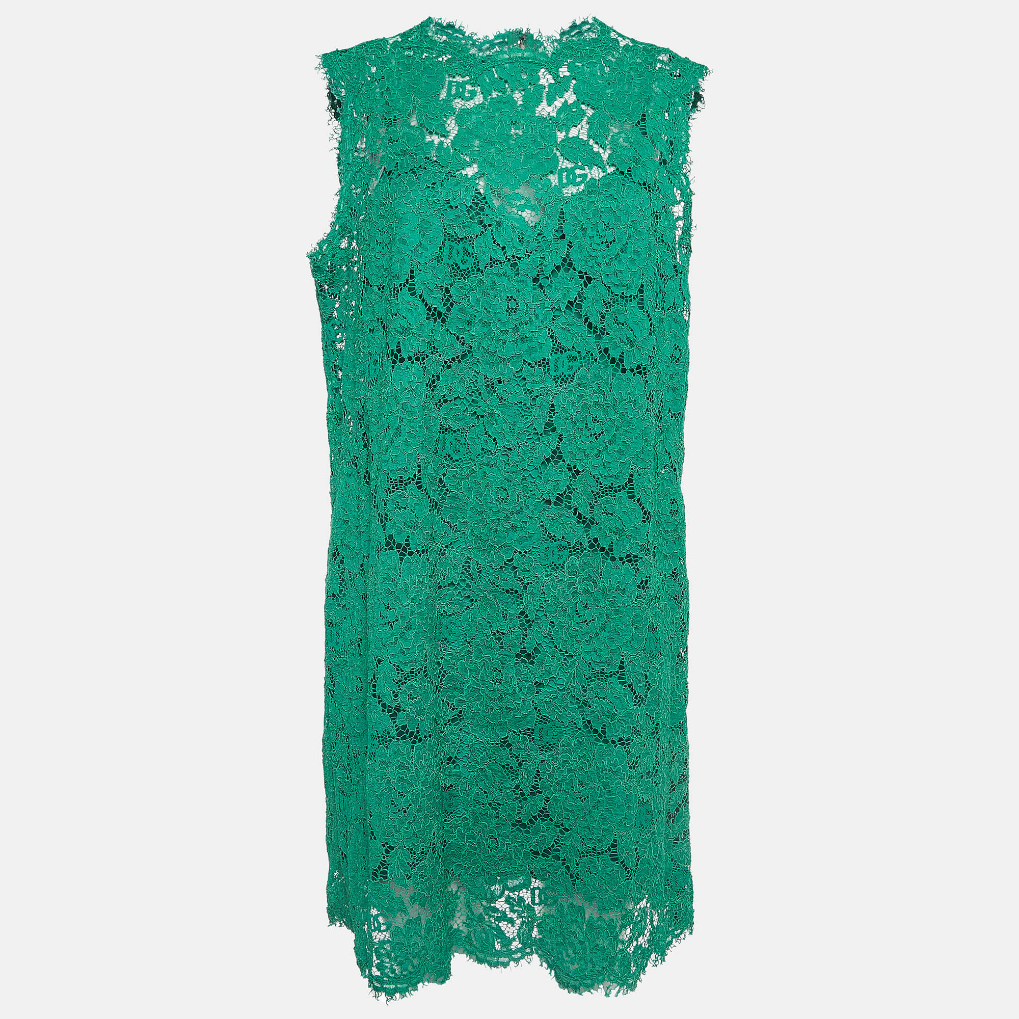 

Dolce & Gabbana Green Floral Lace Mini Dress
