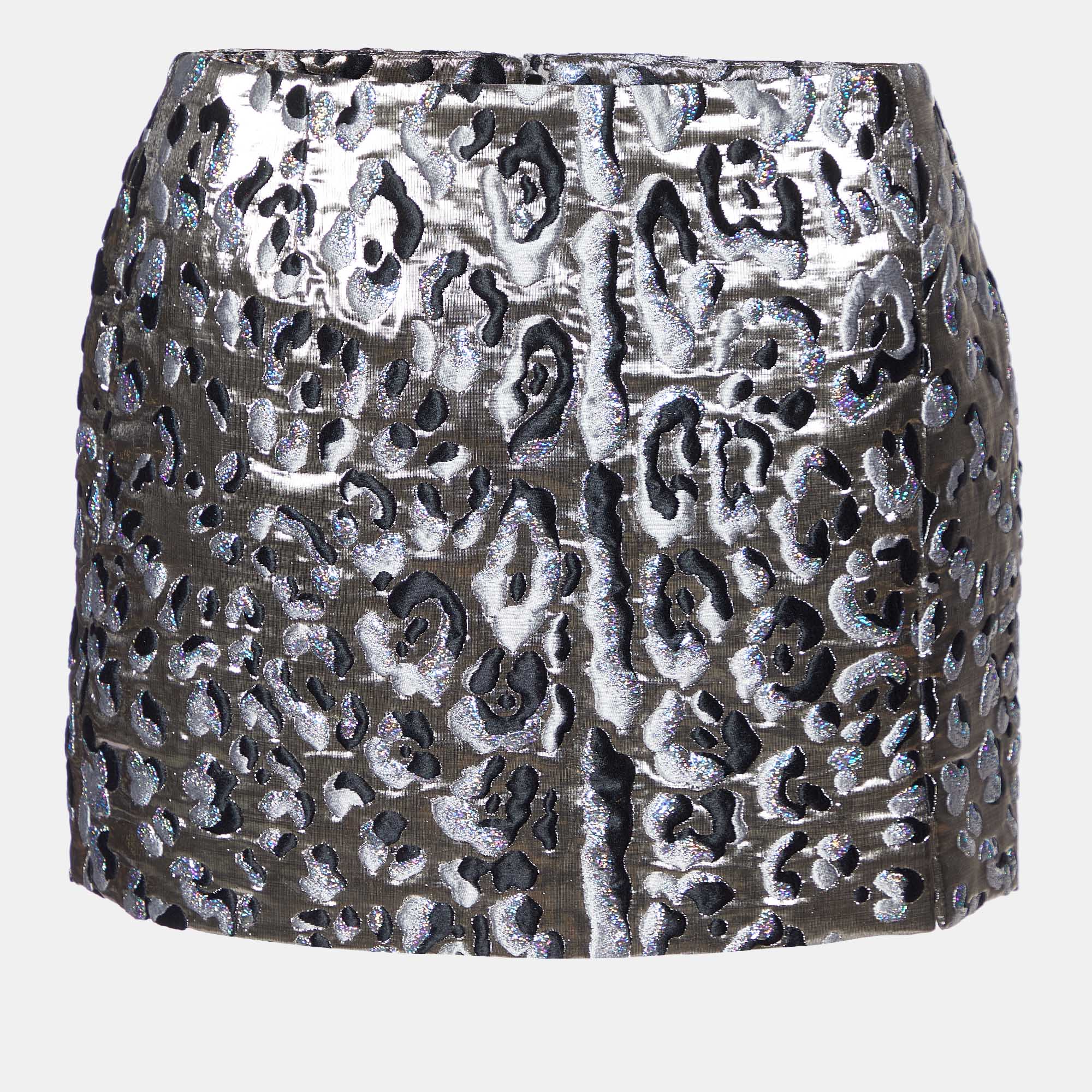 

Dolce & Gabbana Metallic Animal Pattern Lurex Mini Skirt M