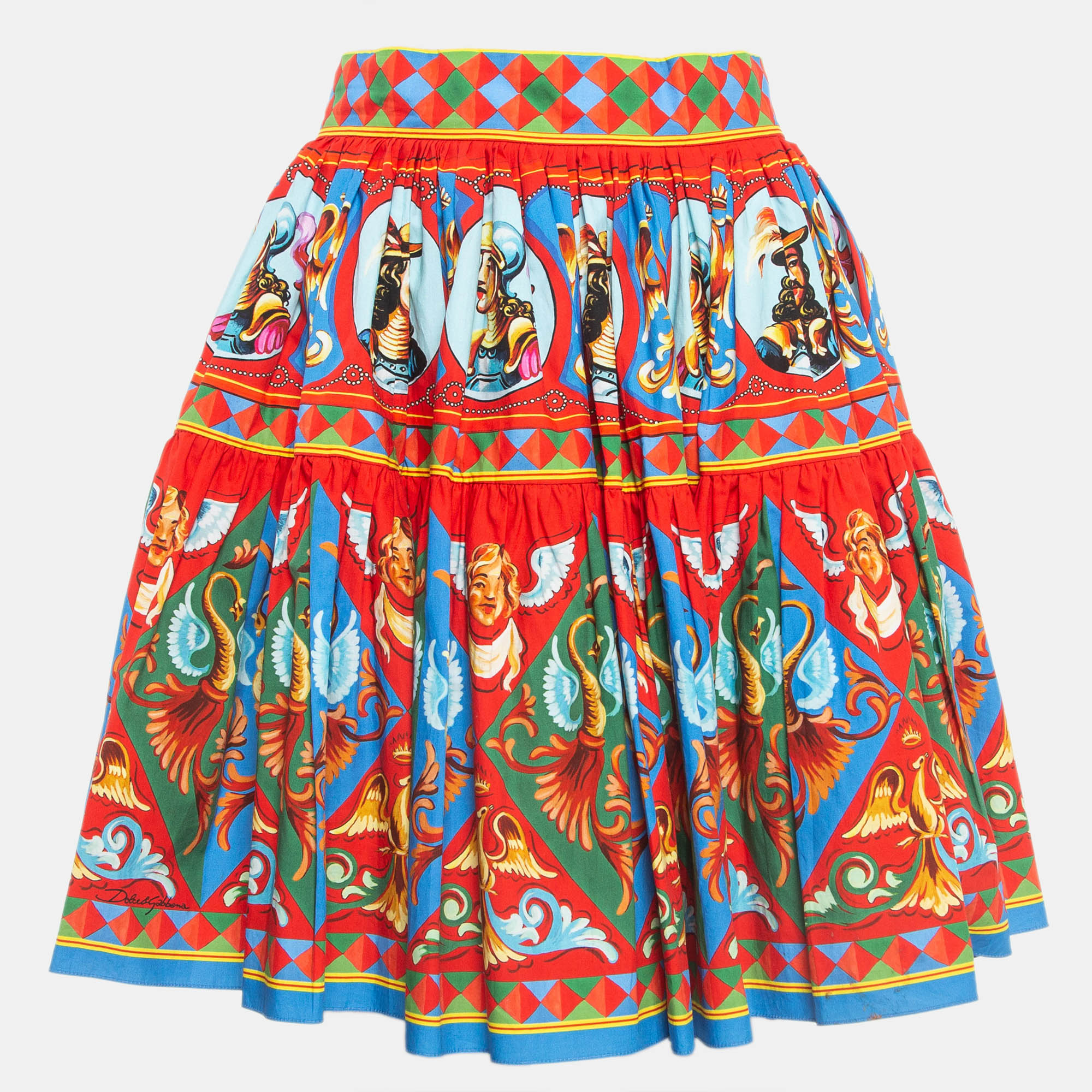 

Dolce & Gabbana Multicolor Carretto Print Gathered Mini Skirt S