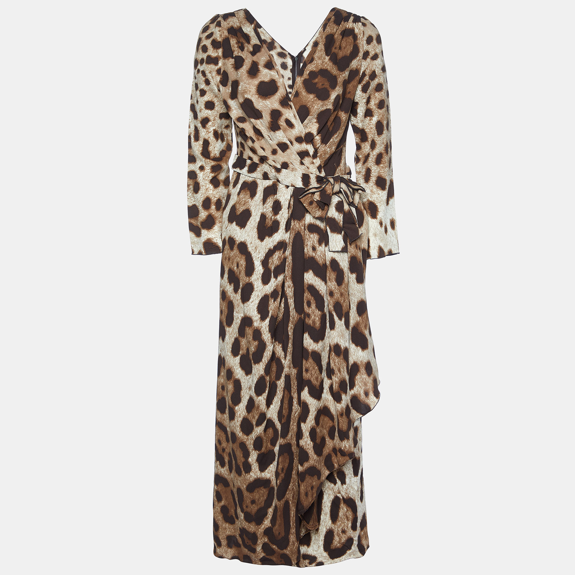 

Dolce & Gabbana Brown Leopard Print Silk Maxi Dress L