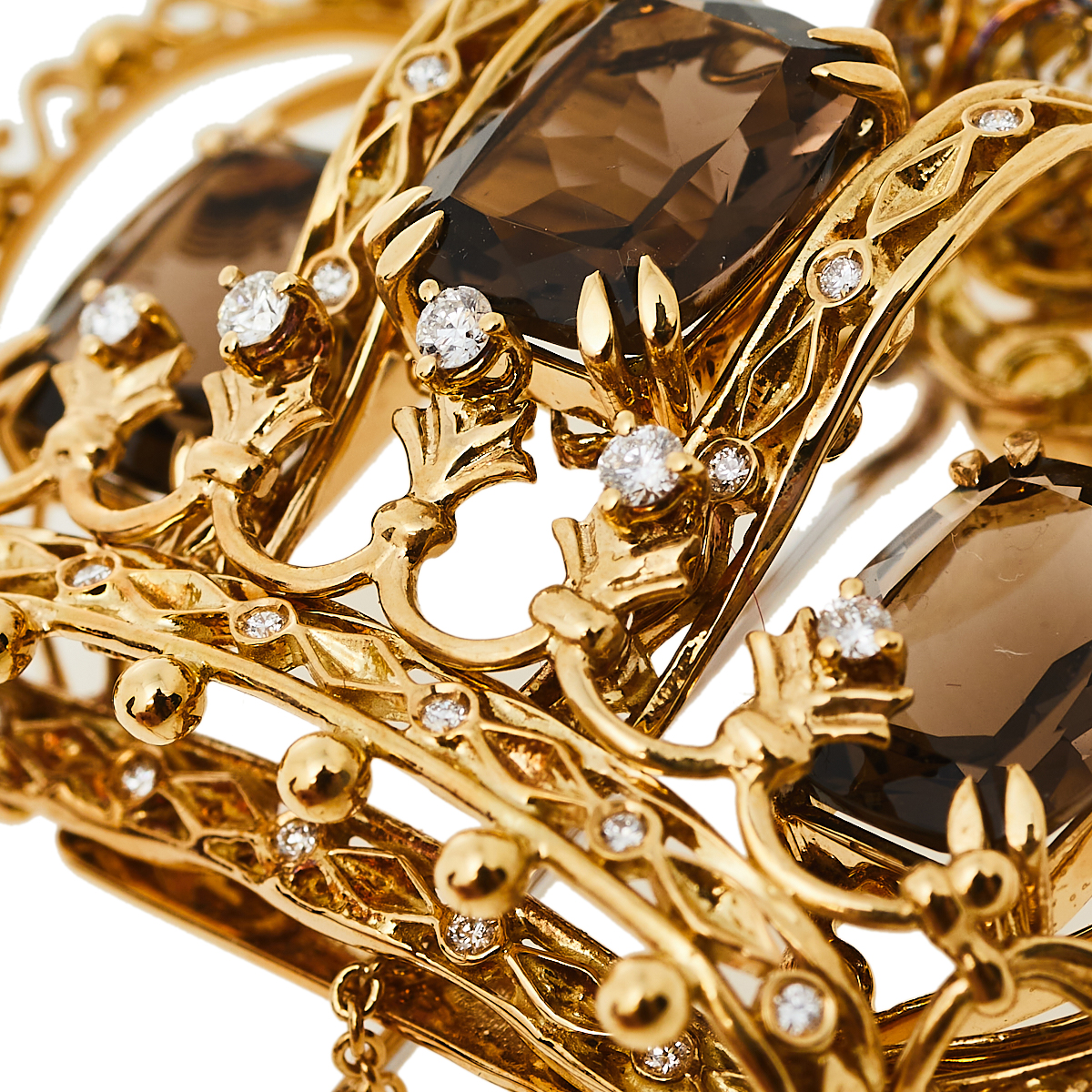 

Dolce & Gabbana Crown Smoky Quartz Diamond 18k Yellow Gold Stick Pin Brooch