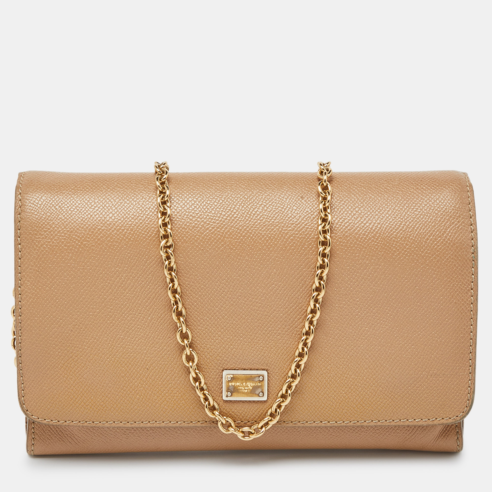 

Dolce & Gabbana Beige Leather Flap Crossbody Bag