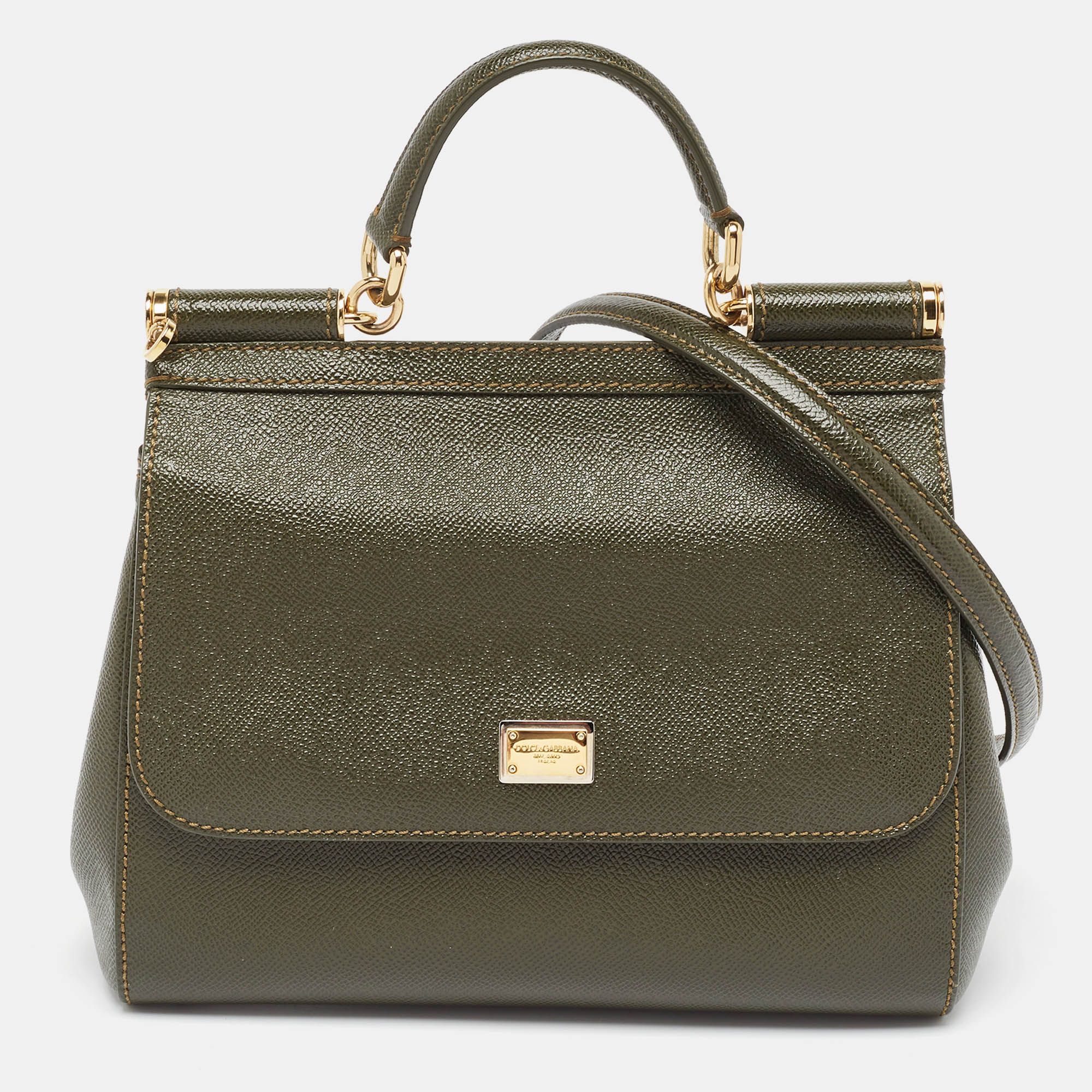 

Dolce & Gabbana Green Leather  Miss Sicily Top Handle Bag
