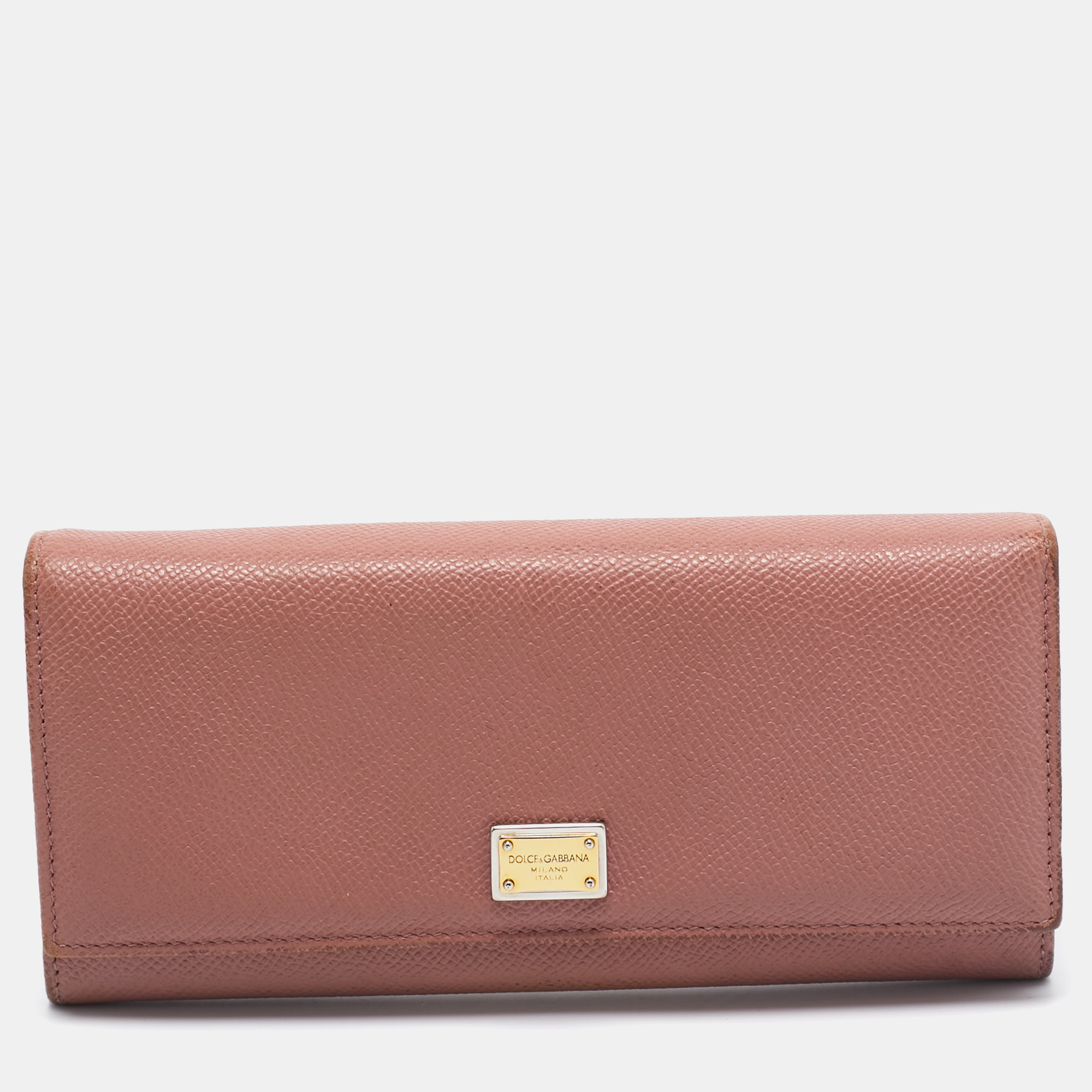 

Dolce & Gabbana Dusty Pink Leather Flap Continental Wallet