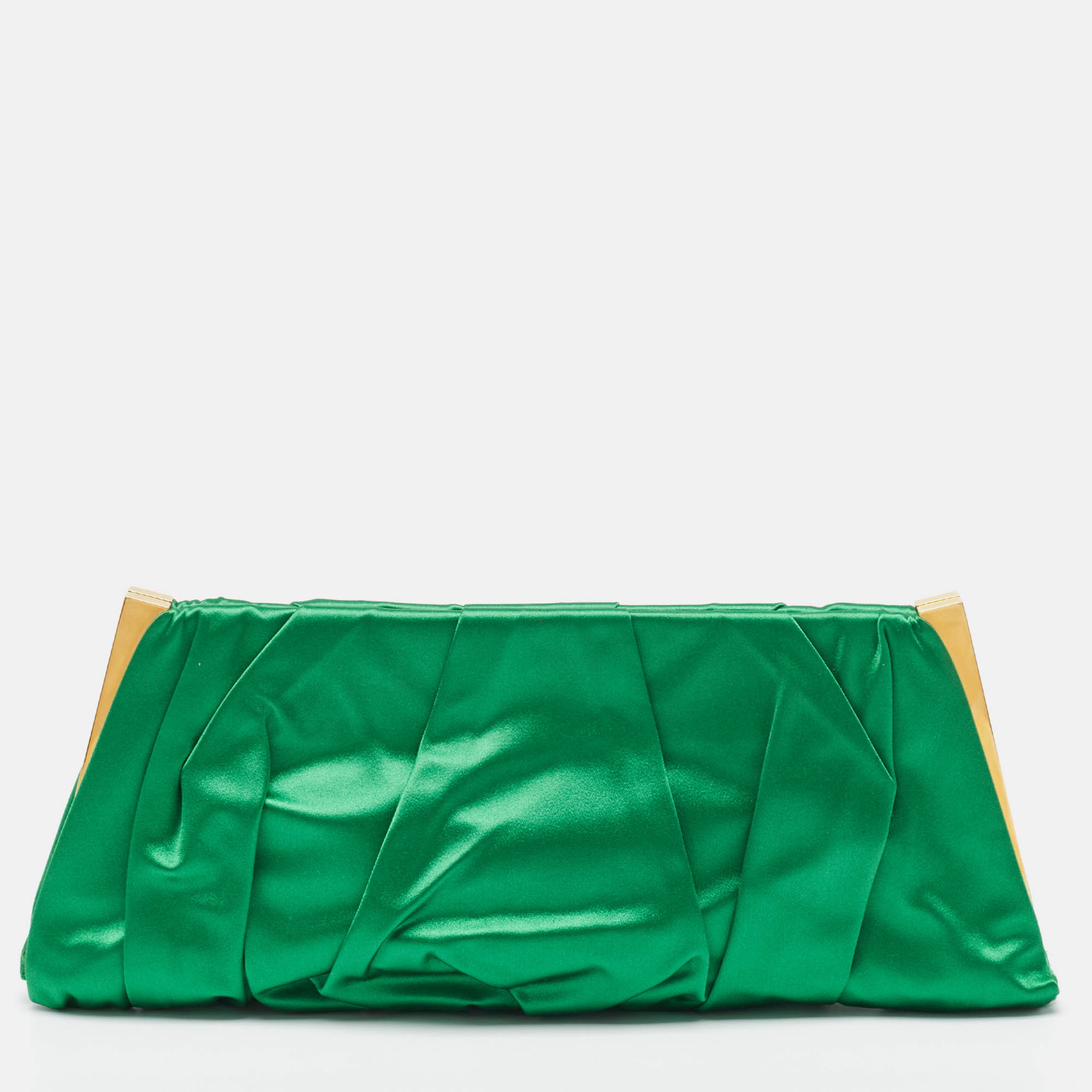 

Dolce & Gabbana Green Pleated Satin Miss Lady Frame Clutch