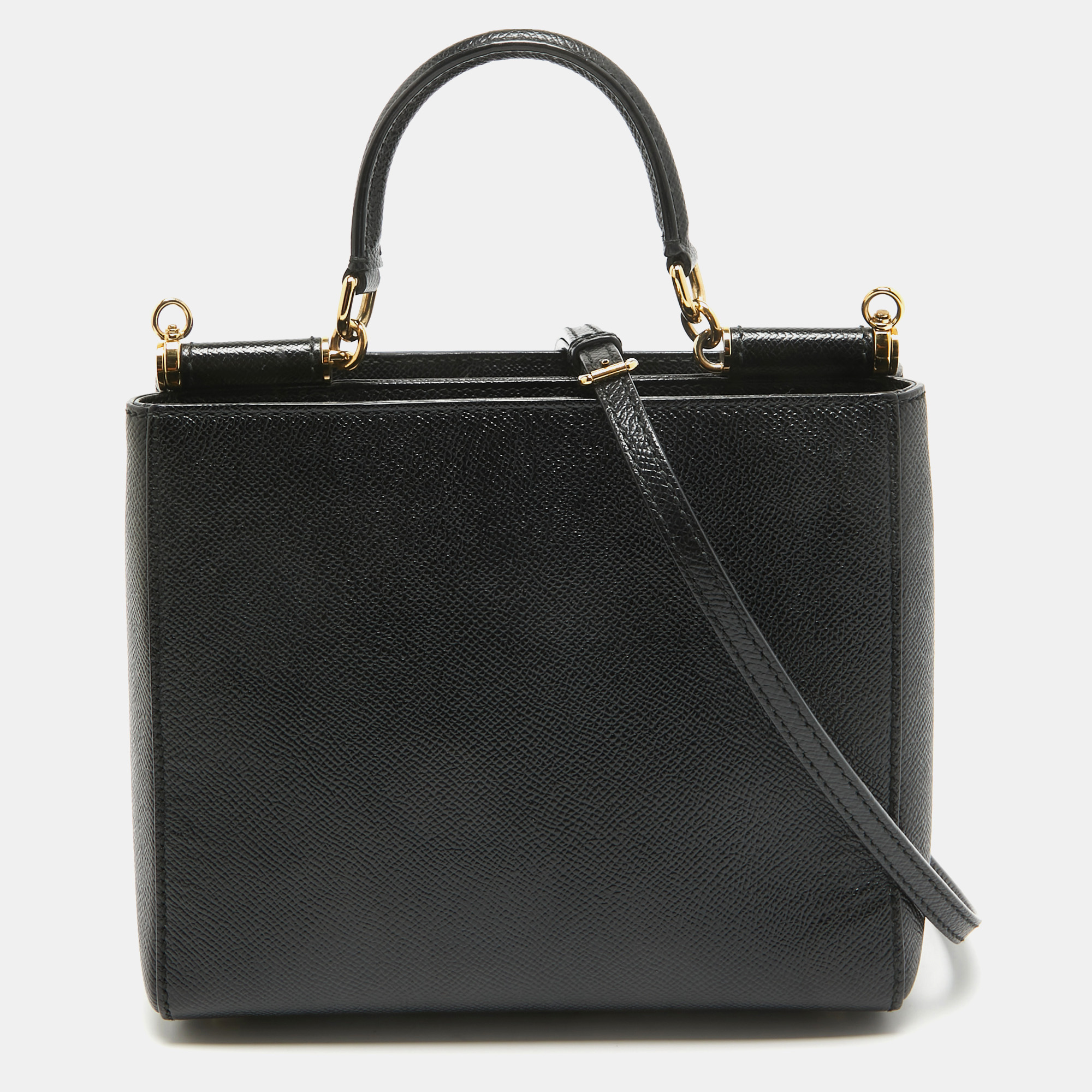 

Dolce & Gabbana Black Leather Miss Sicily Shopper Tote