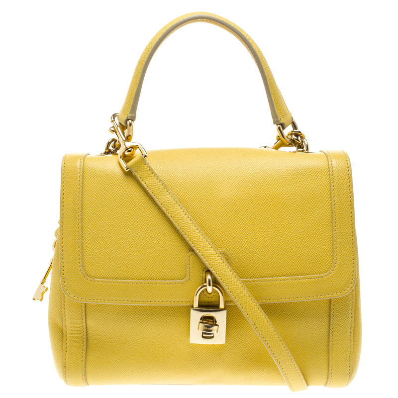 Pre Owned حقيبة دولتشي أند غابانا يد علوية ميس دولتشي جلد صفراء