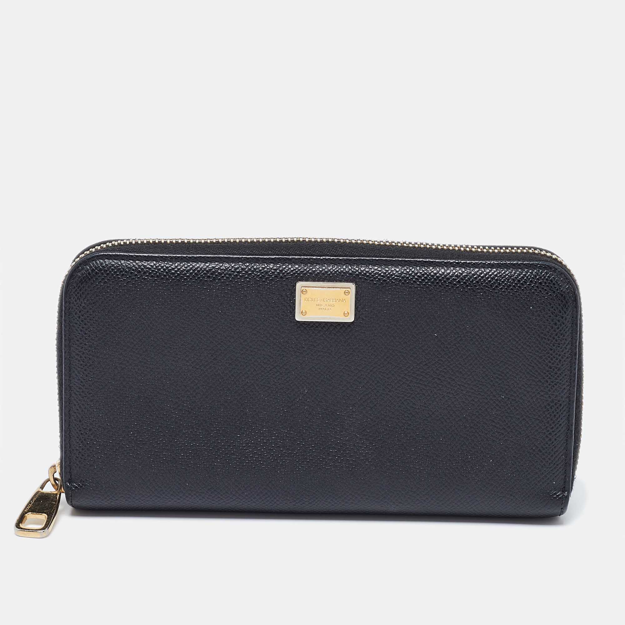 

Dolce & Gabbana Black Leather Zip Around Wallet