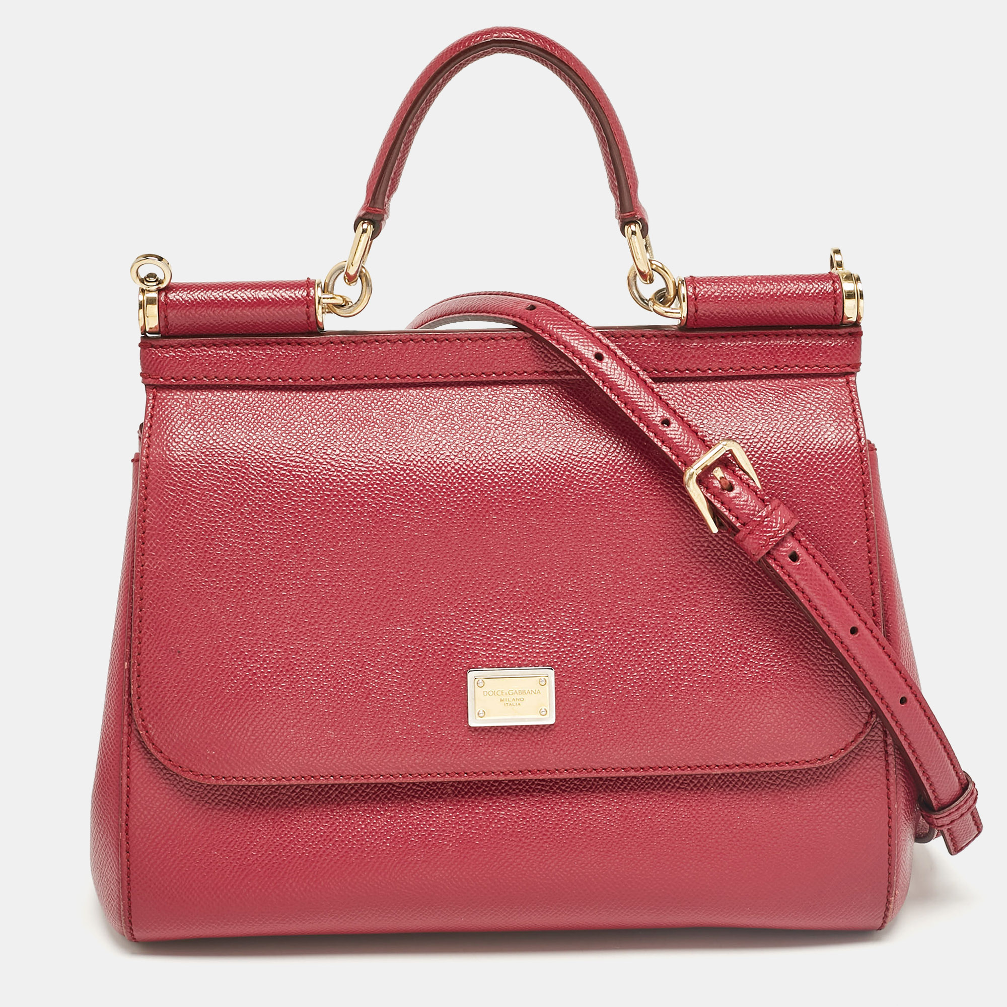 

Dolce & Gabbana Fuchsia Leather  Miss Sicily Top Handle Bag, Pink