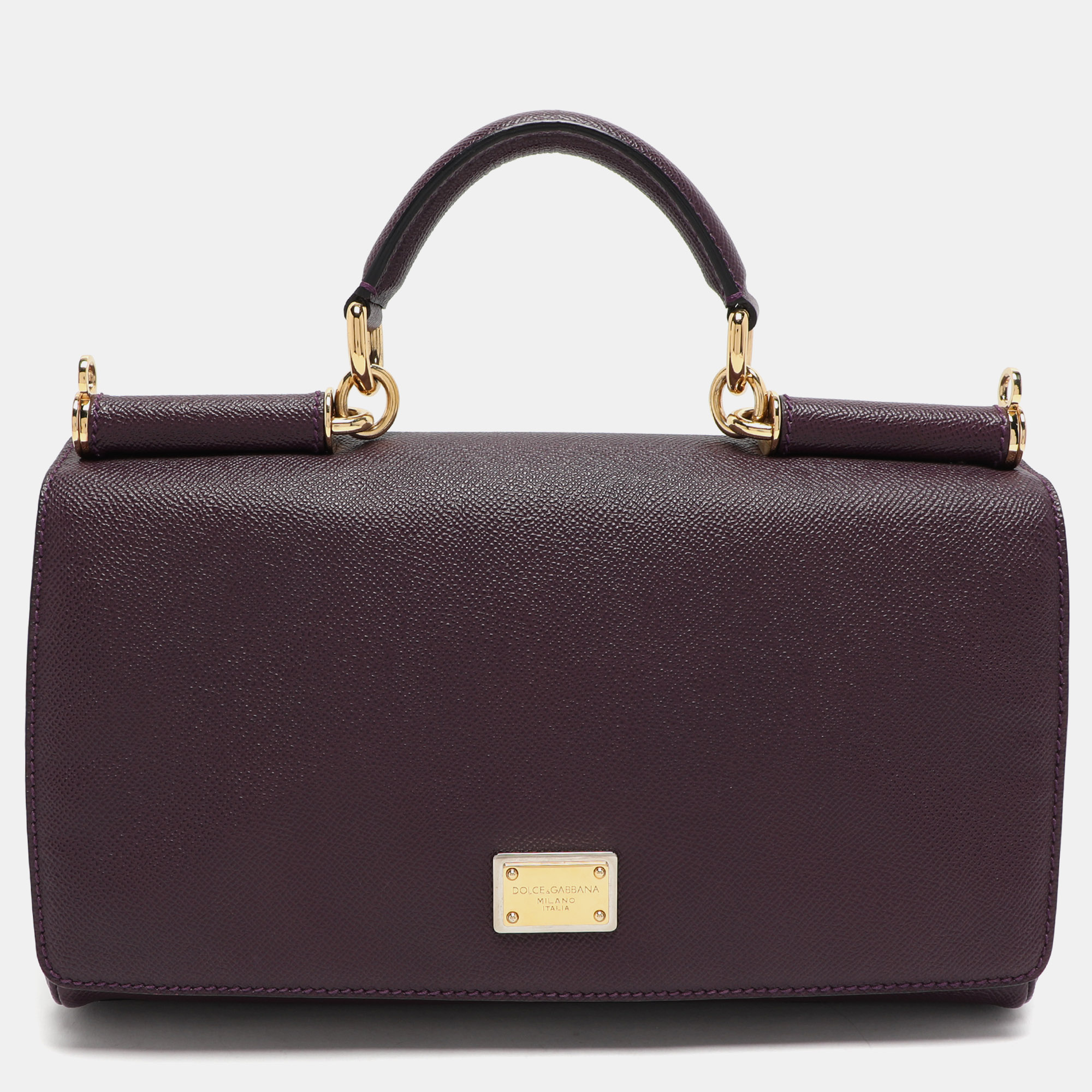 

Dolce & Gabbana Purple Leather Miss Sicily Von Top Handle Bag