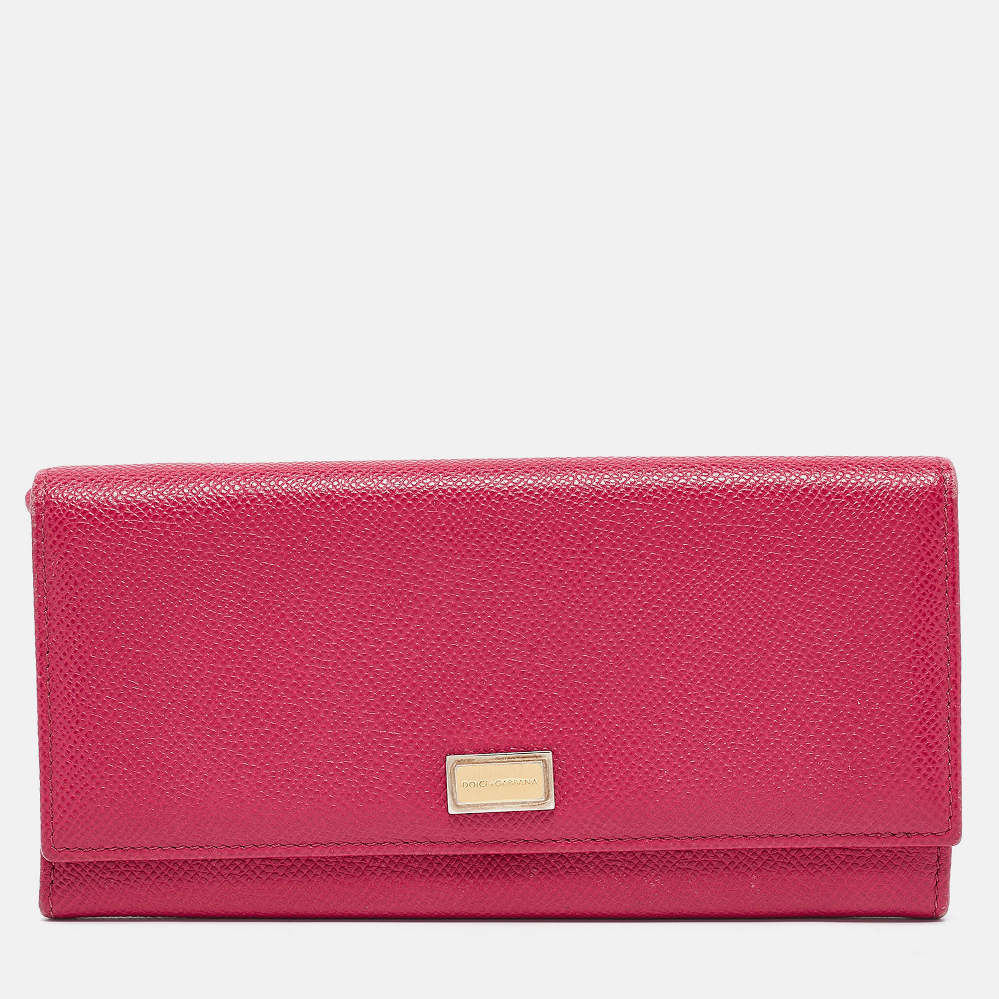 

Dolce & Gabbana Fuchsia Leather Flap Continental Wallet, Pink