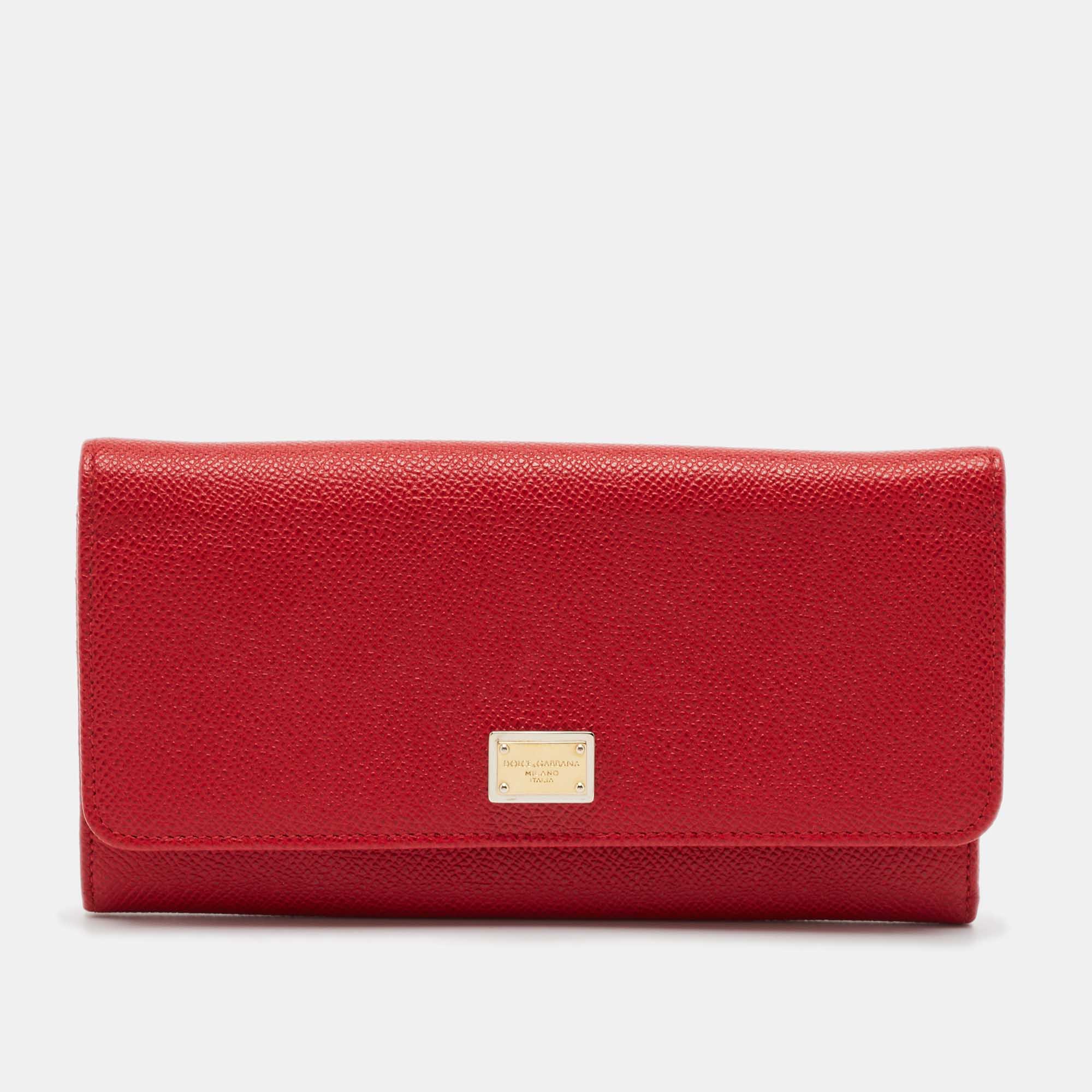 

Dolce & Gabbana Red Leather Flap Continental Wallet