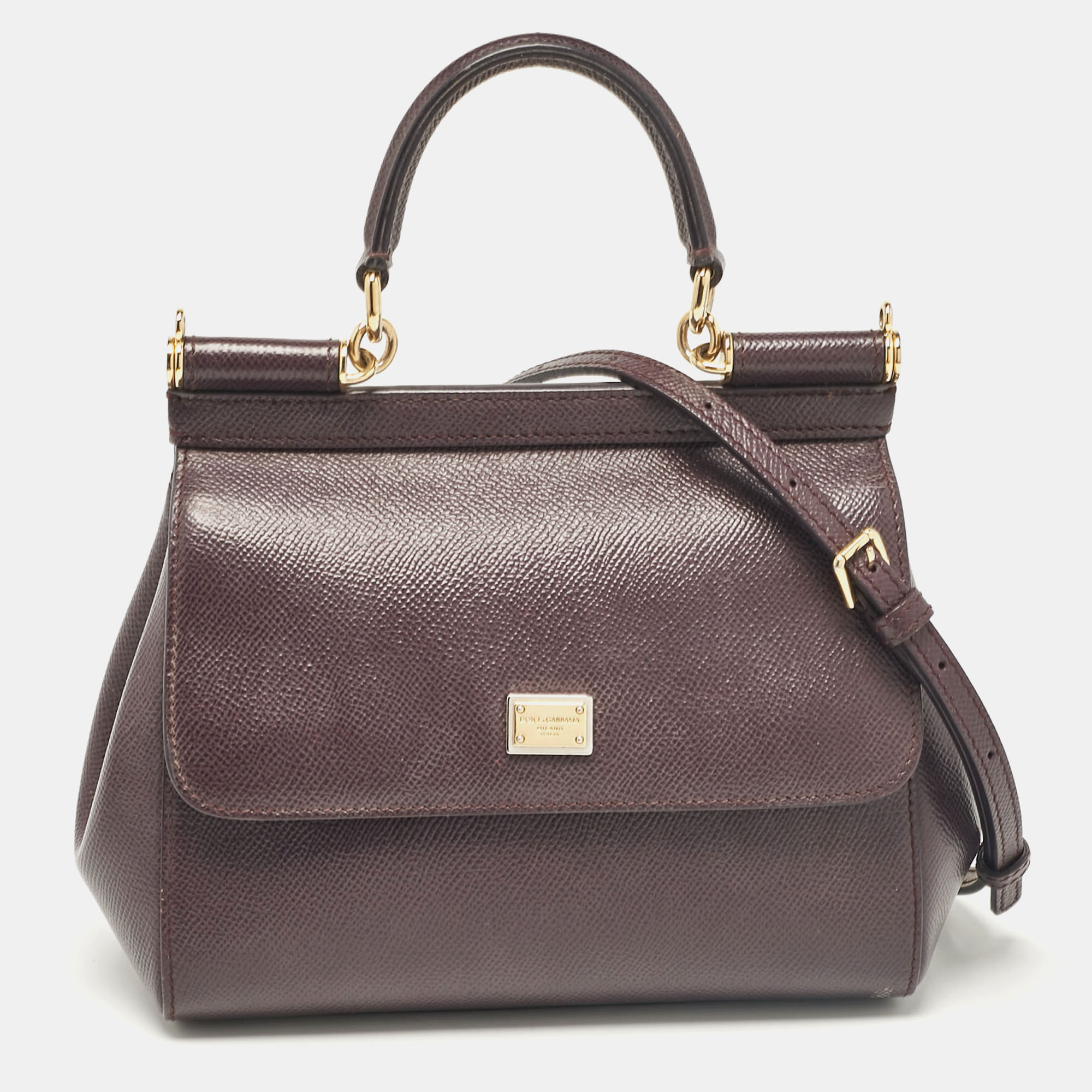 

Dolce & Gabbana Purple Leather  Miss Sicily Top Handle Bag