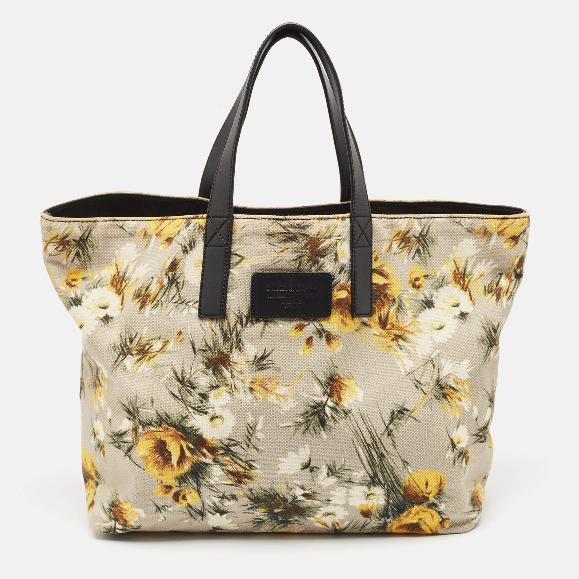 

Dolce & Gabbana Beige/Multicolor Printed Canvas Shopper Tote