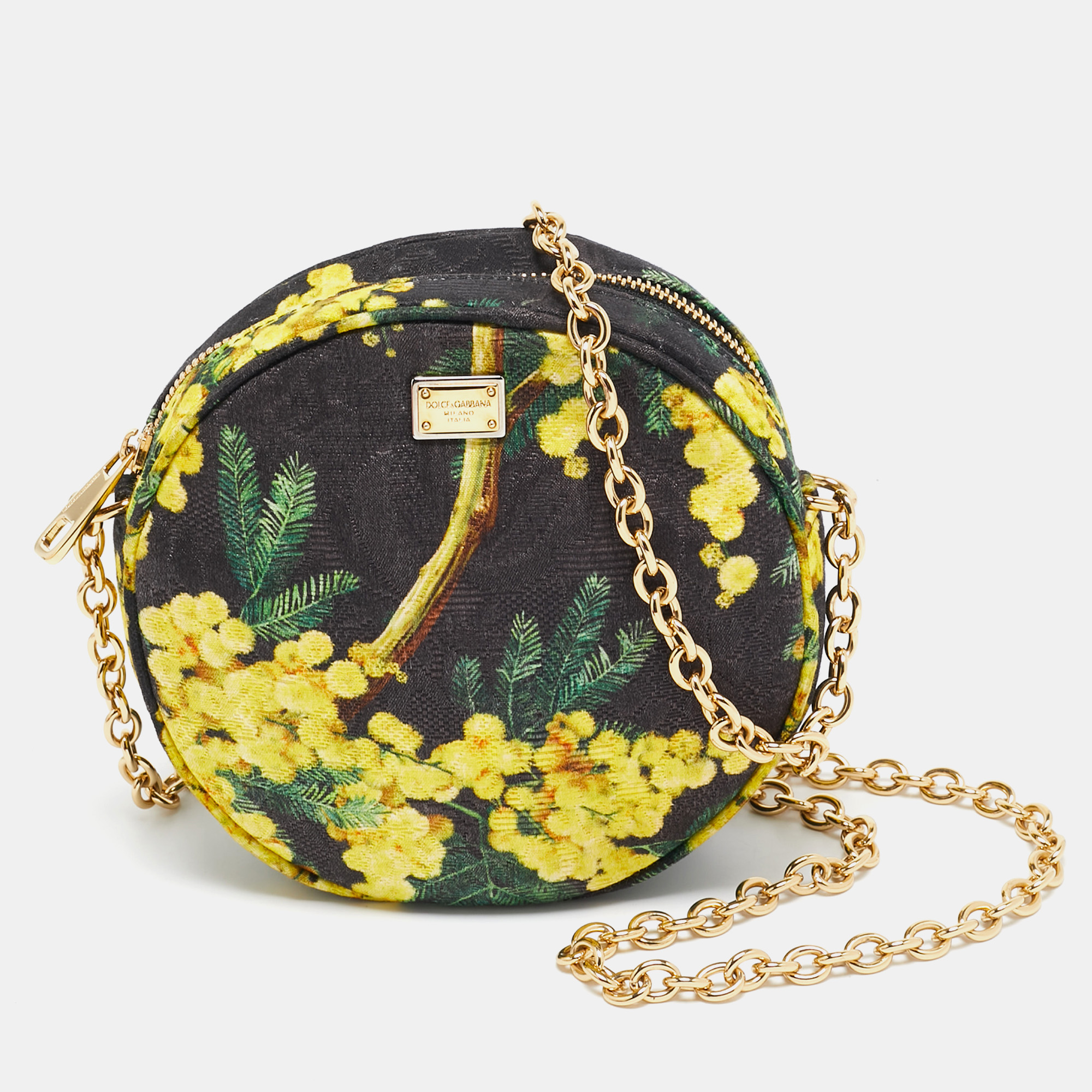 Pre-owned Dolce & Gabbana Multicolor Floral Print Fabric Miss Glam Round Shoulder Bag