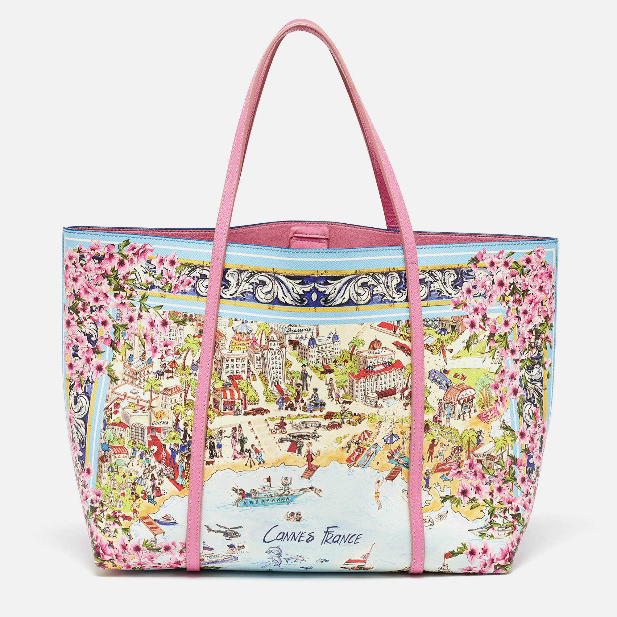 

Dolce & Gabbana Multicolor Printed Leather Cannes France Tote