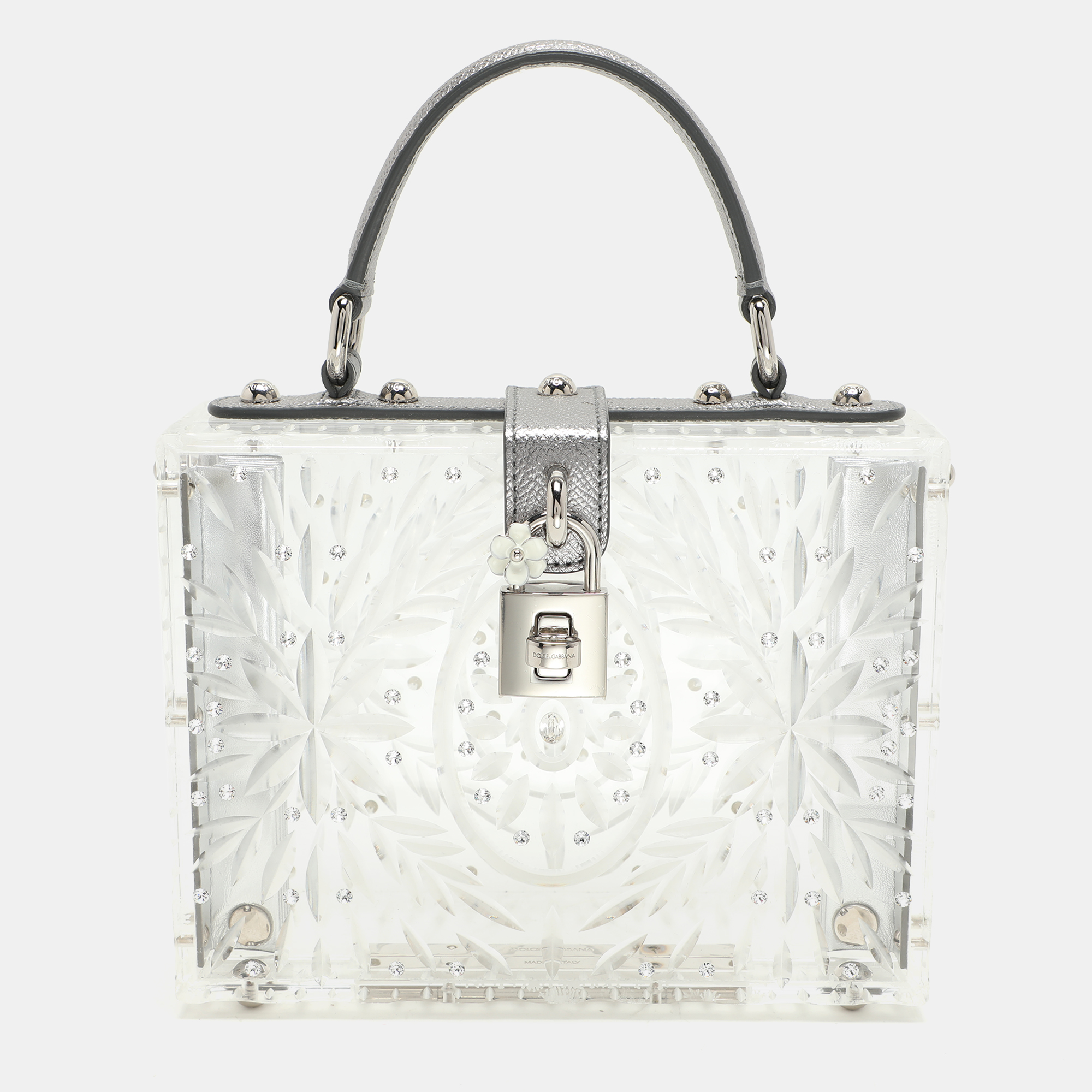 

Dolce & Gabbana Silver Plexiglass Cinderella Top Handle Bag