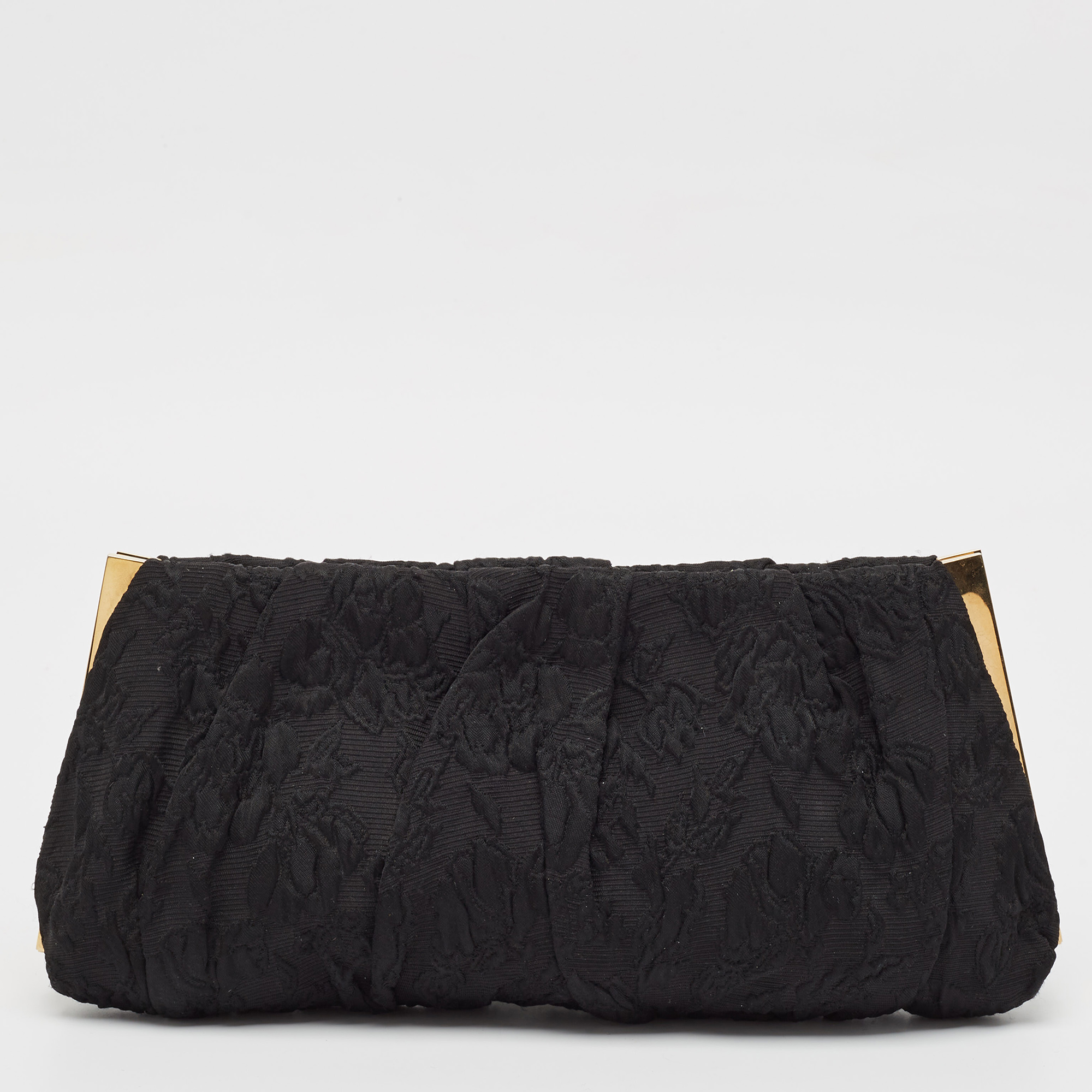 

Dolce & Gabbana Black Brocade Fabric Frame Clutch