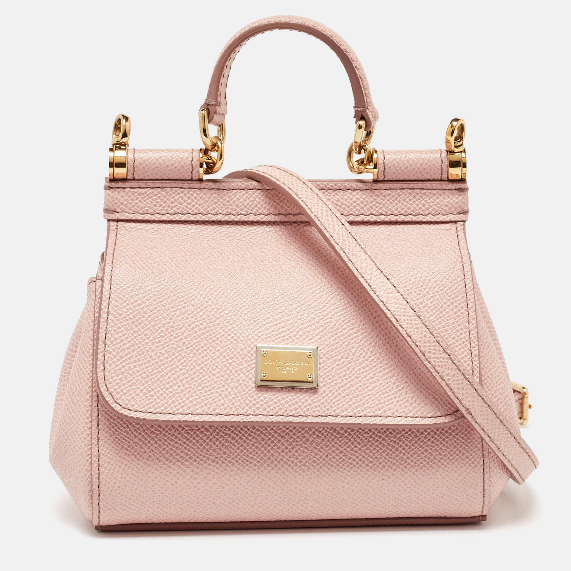 

Dolce & Gabbana Baby Pink Leather Mini Sicily Bag